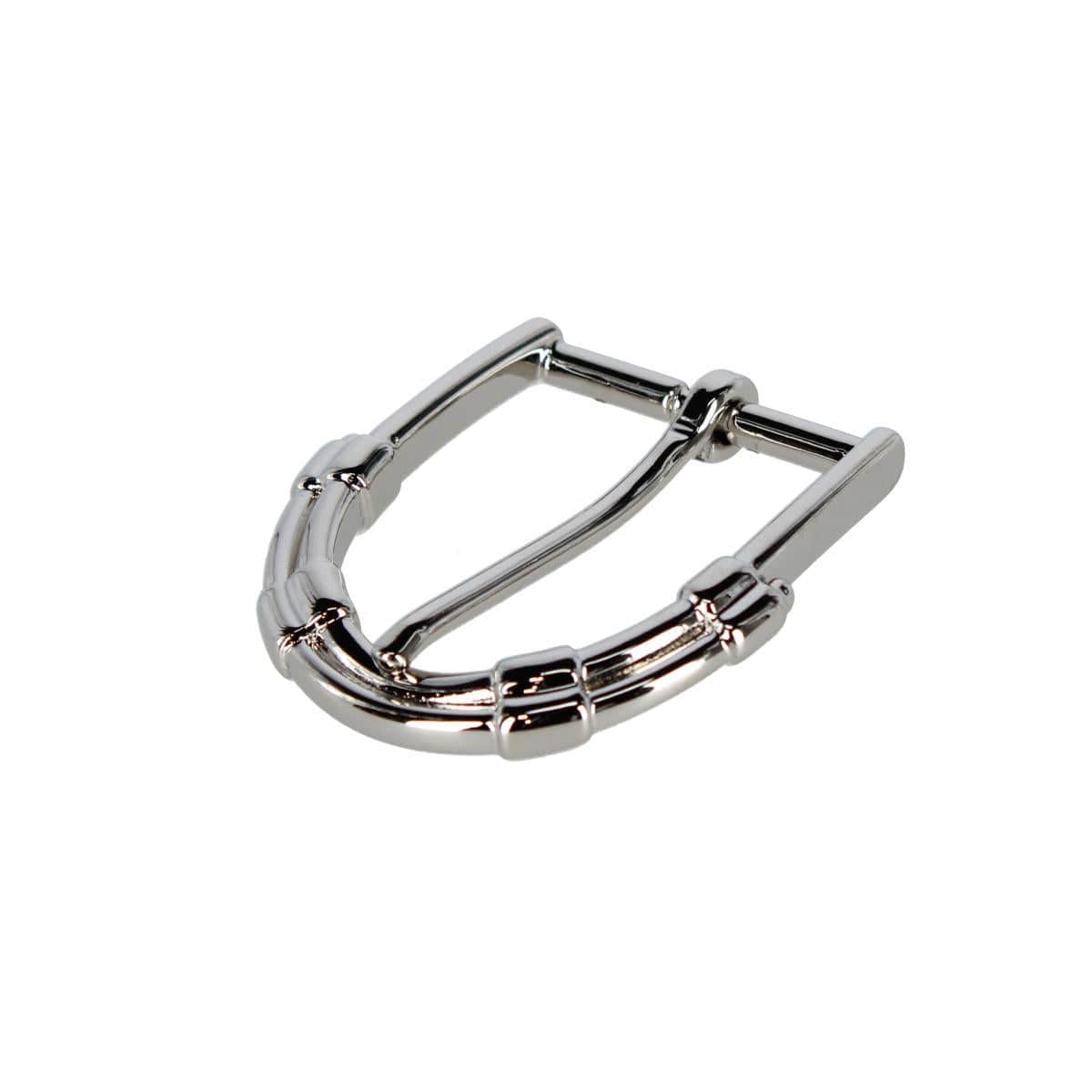 35mm Italian Solid Brass Mini-Horseshoe Harness Belt Buckle - Shiny Nickel