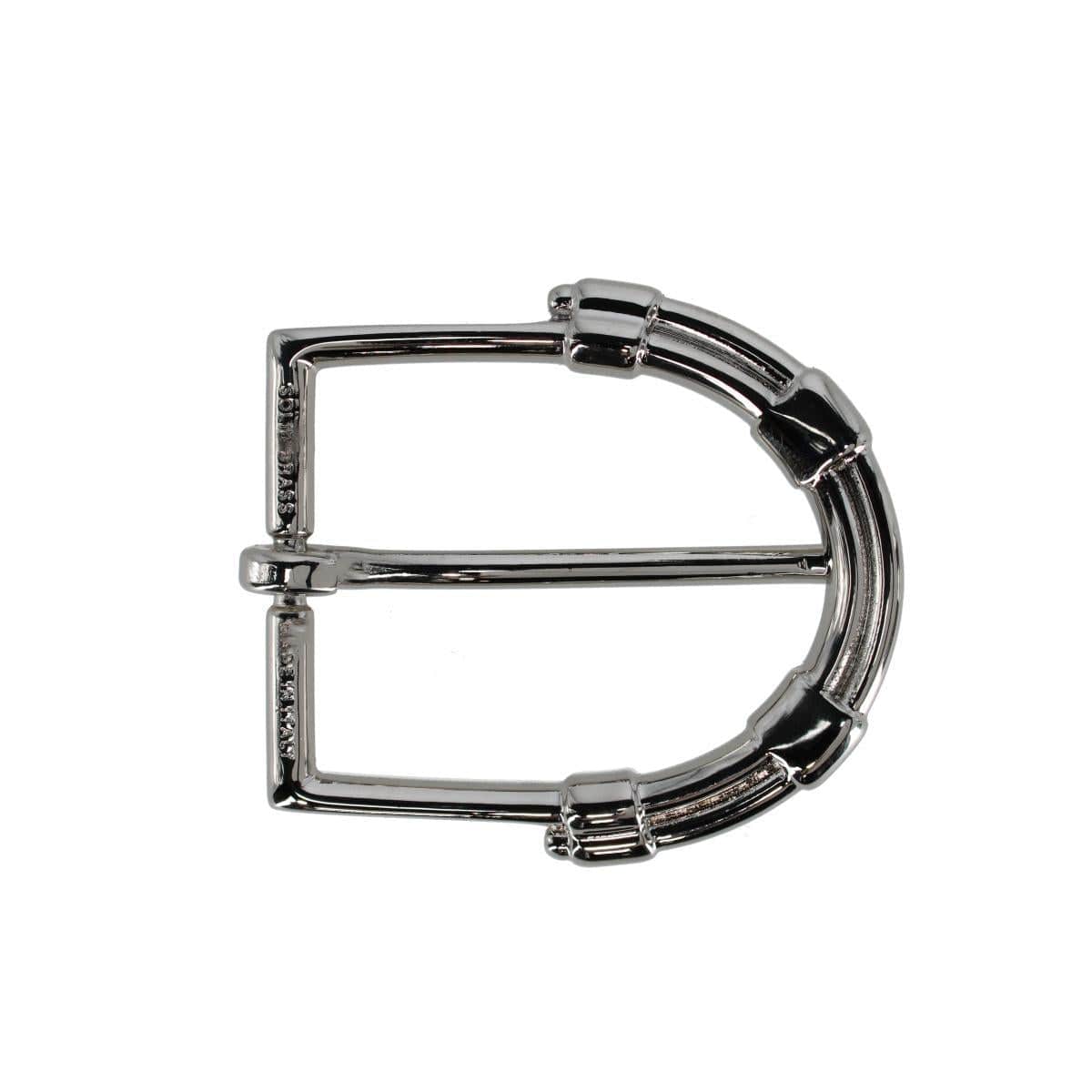 35mm Italian Solid Brass Mini-Horseshoe Harness Belt Buckle - Shiny Nickel