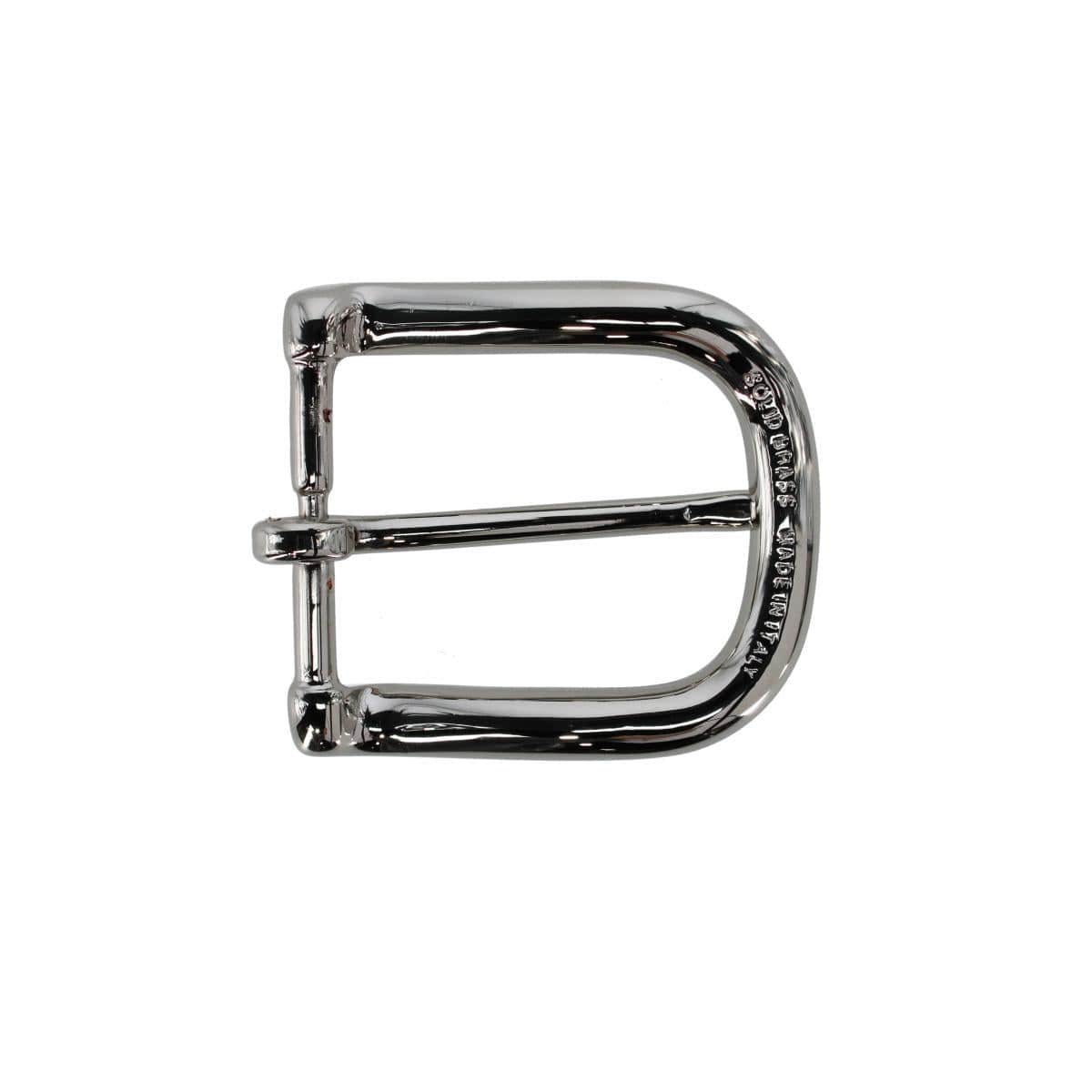 30mm Italian Rippled Textured Solid Brass Harness Belt Buckle - Shiny Nickel
