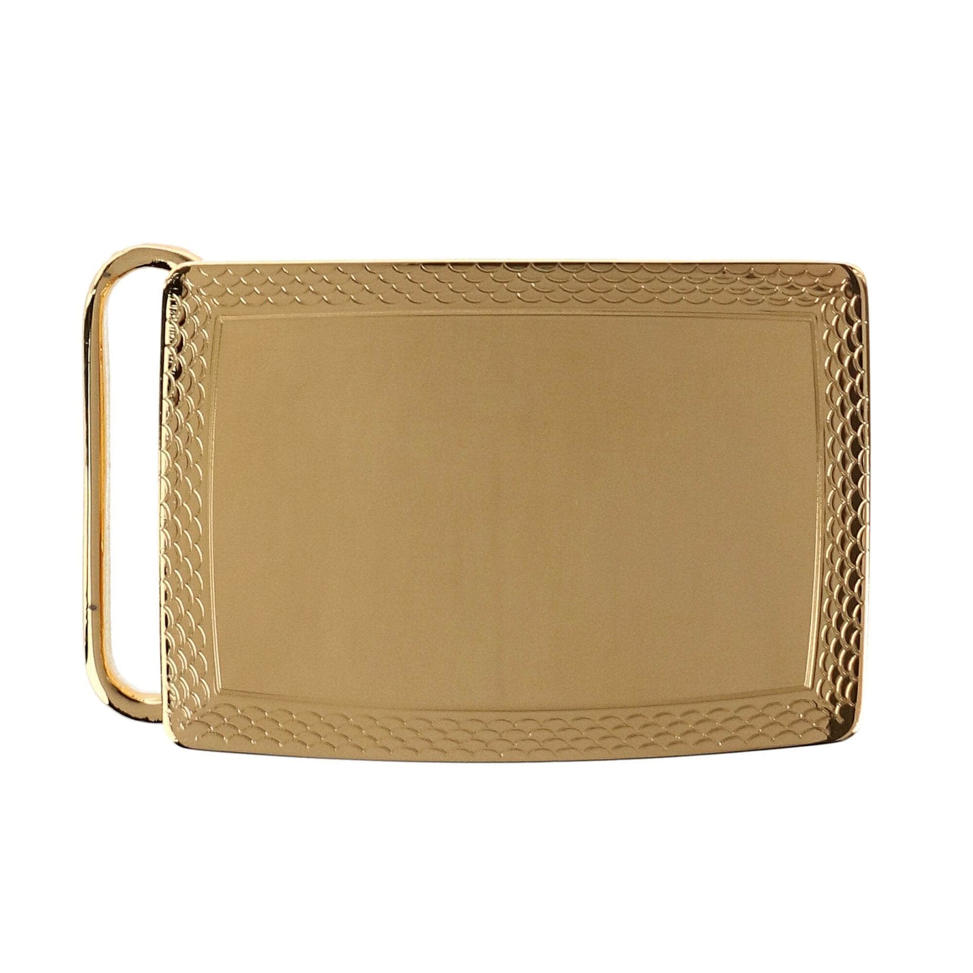 Trafalgar 30mm Scallop Edge Plaque Compression Belt Buckle, Gold