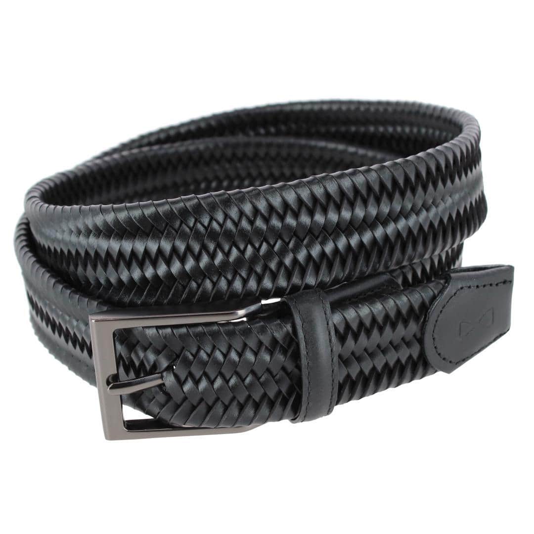 Big and Tall Andres Classic 35MM Leather Stretch Dress Belt - Black