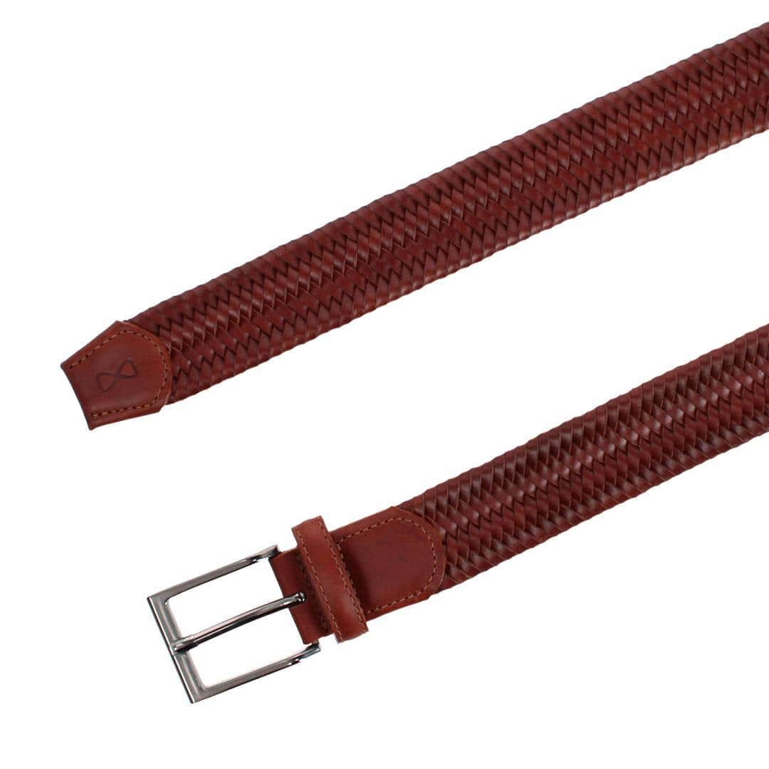 Big and Tall Andres Classic 35MM Leather Stretch Dress Belt - Brown