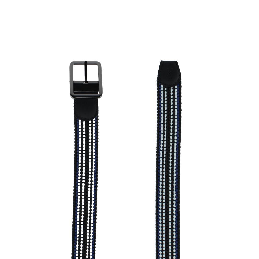 Big & Tall Alejandro Black & White Reversible Braided Golf Belt - Black Stripes and White