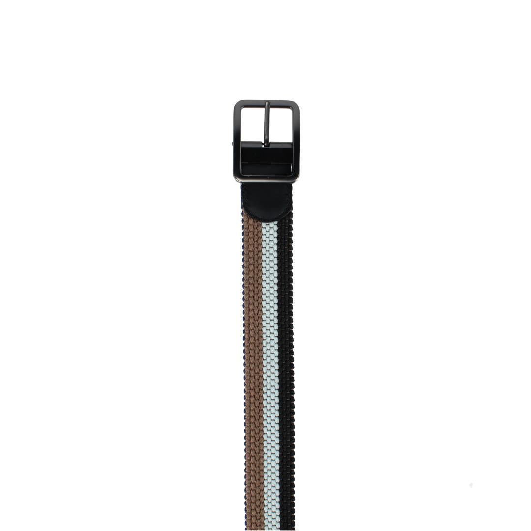 Big & Tall Matias Blue & Kahki Stripe Reversible Braided Belt - Blue and Khaki Stripes