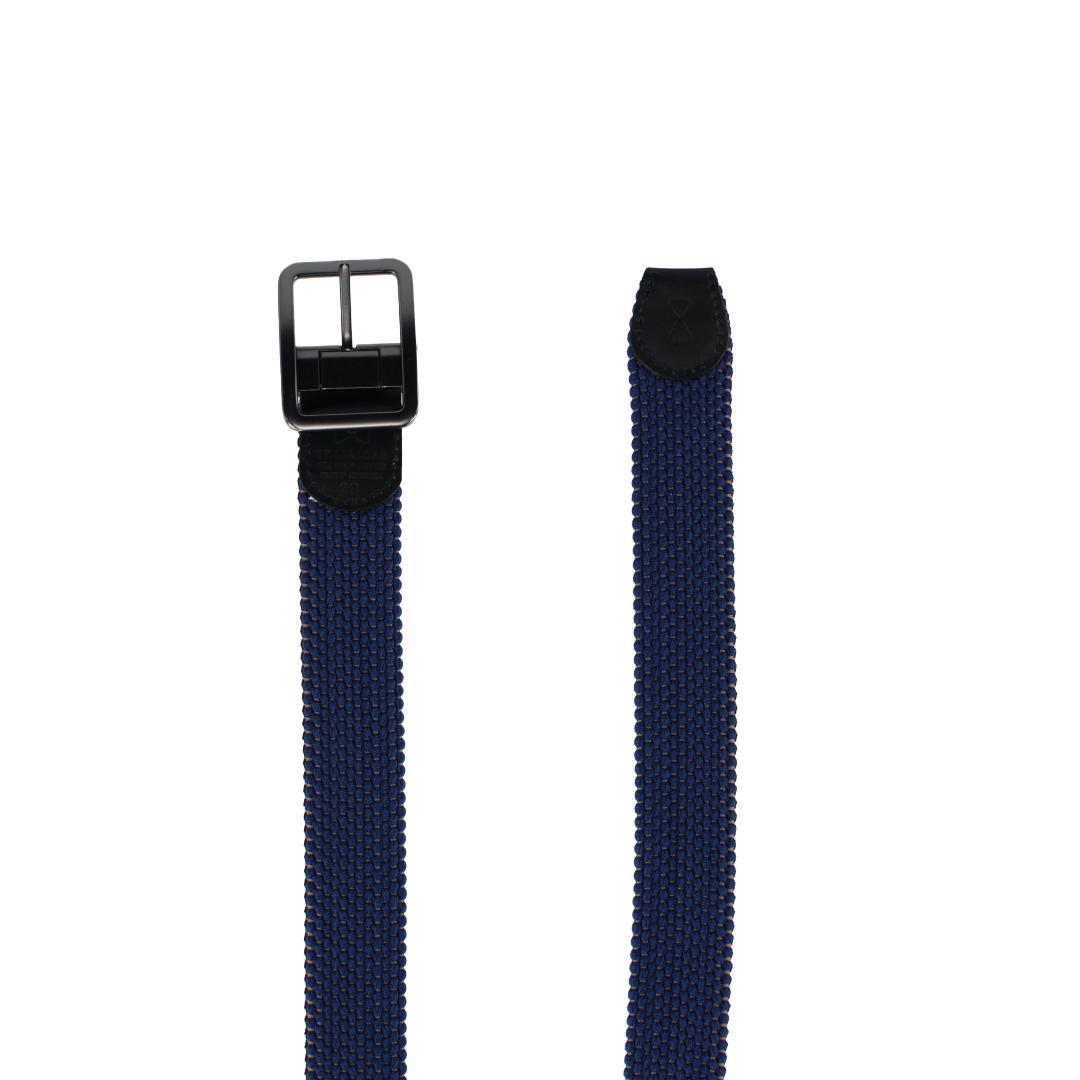 Big & Tall Matias Blue & Kahki Stripe Reversible Braided Belt - Blue and Khaki Stripes