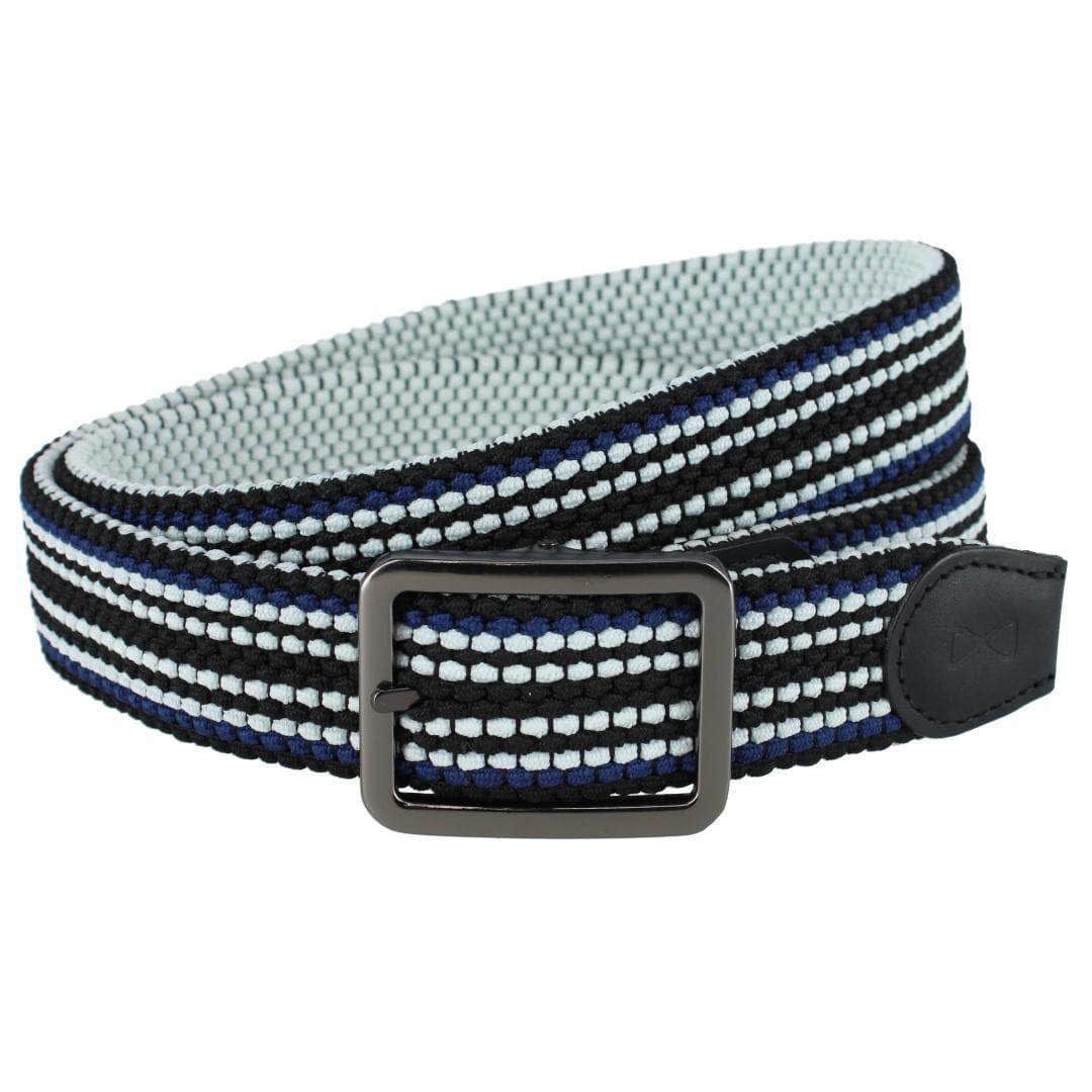 Big and Tall Matias Blue and Kahki Stripe Reversible Braided Casual Golf Belt
