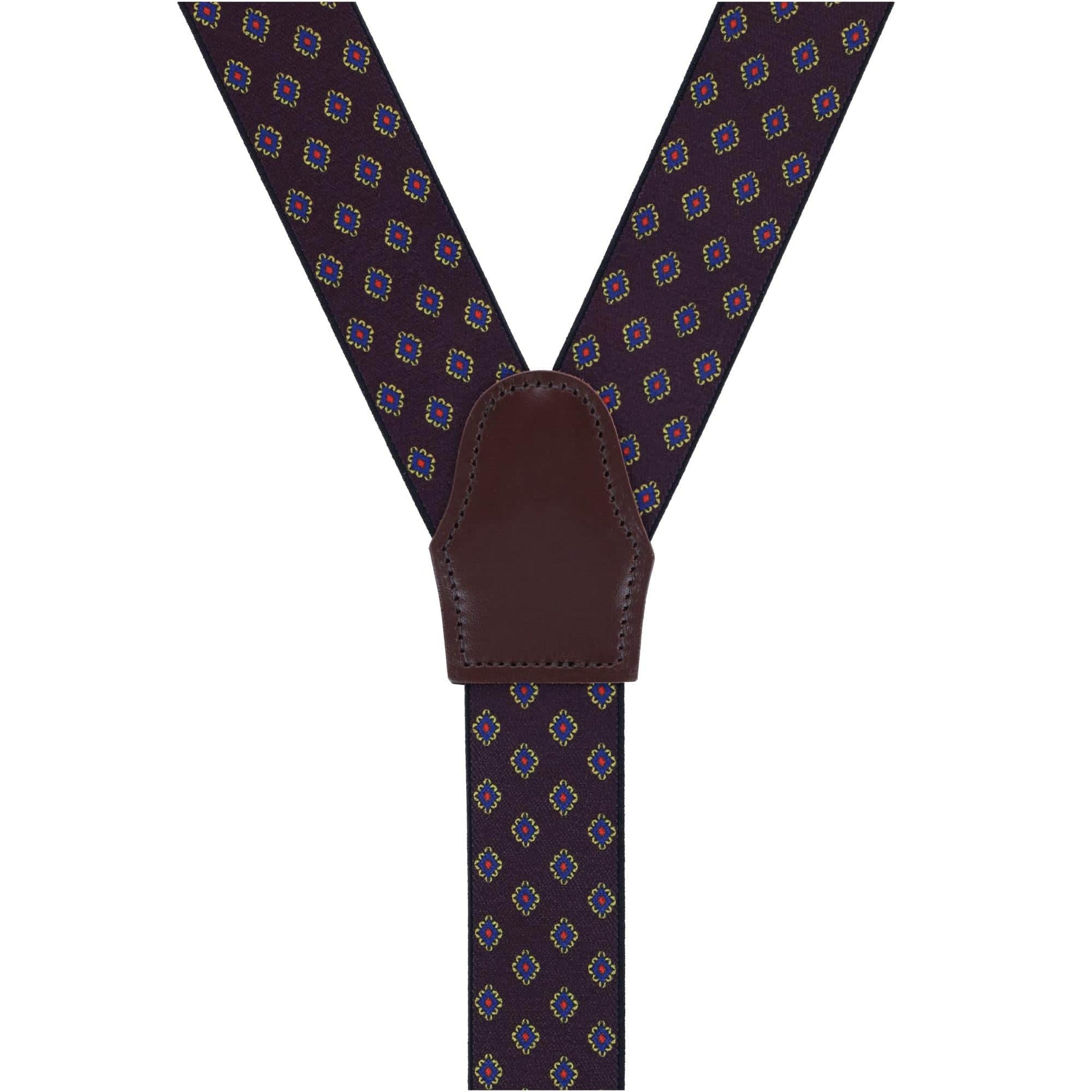 Luxe Diamond Elastic Button End Braces - Burgundy