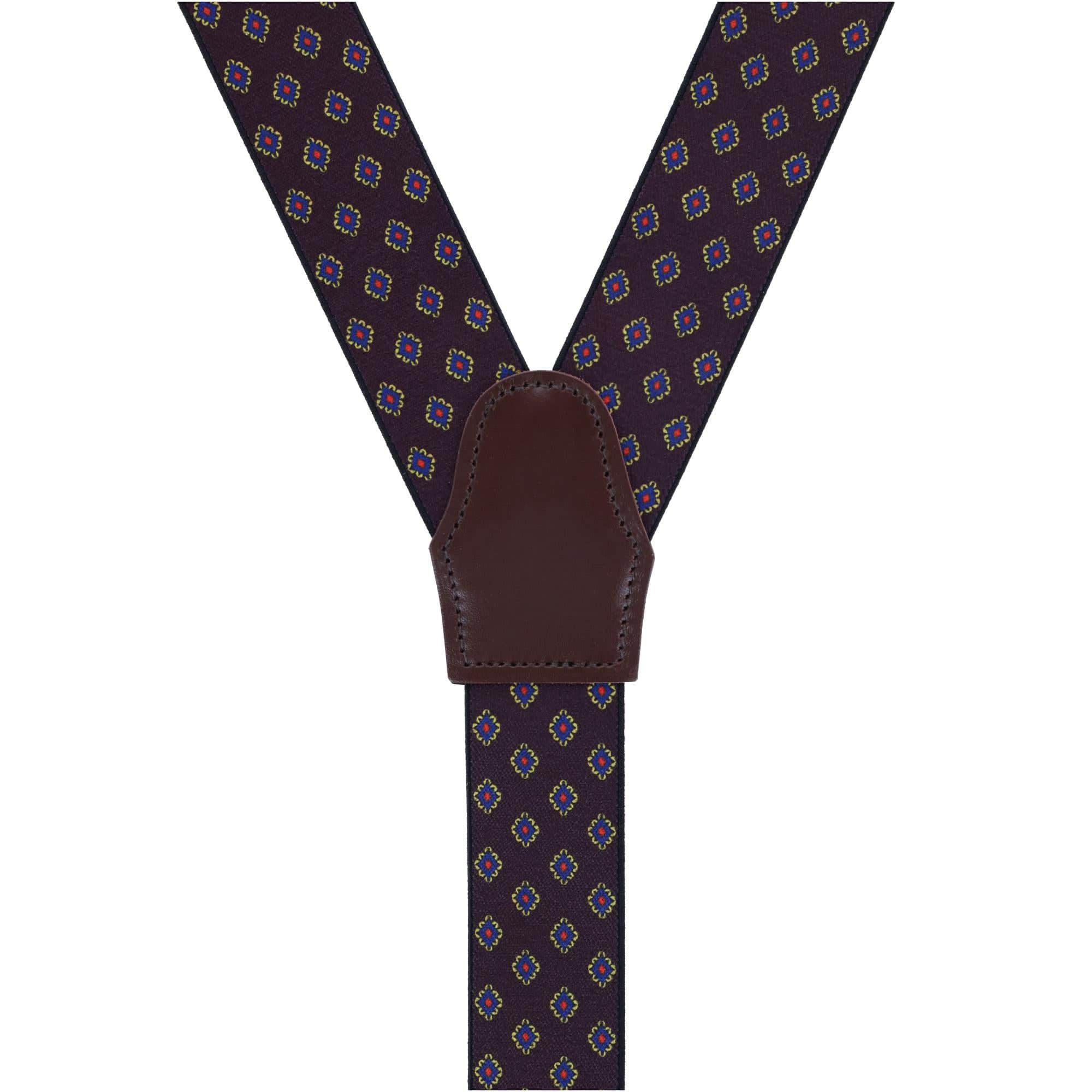 Luxe Diamond Elastic Button End Braces - Burgundy