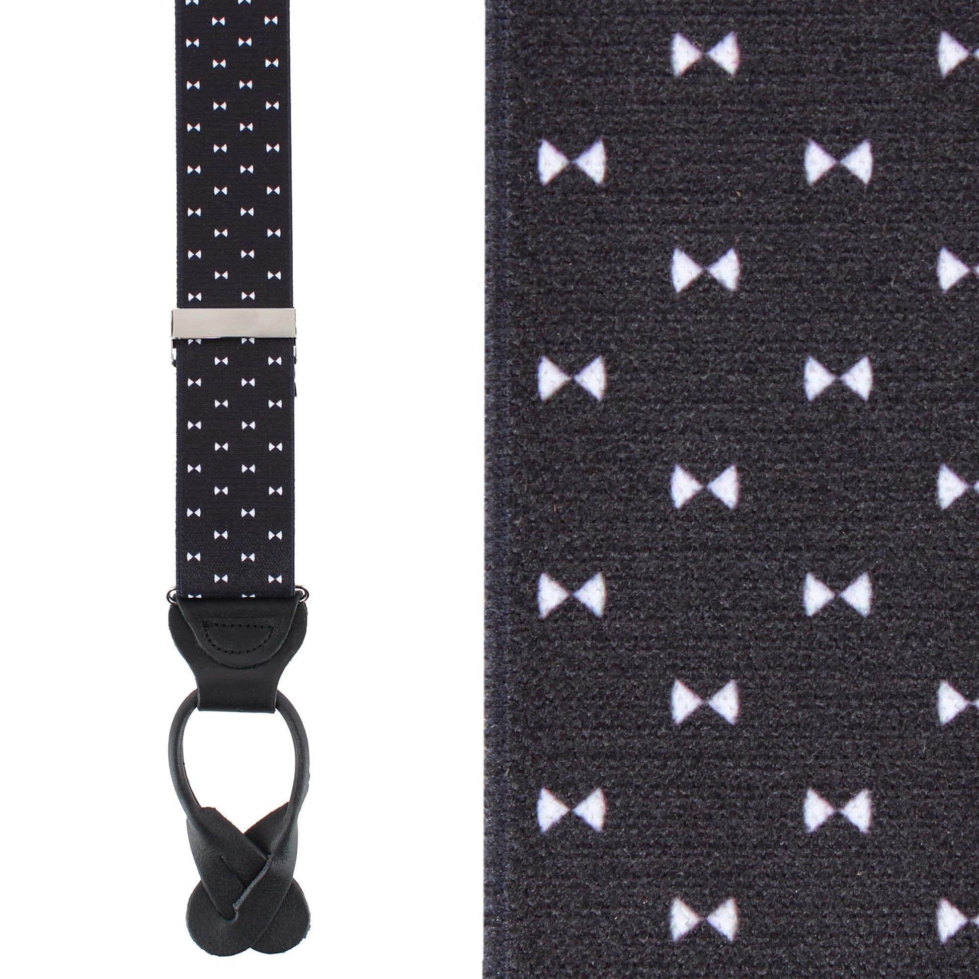 The Micro Bow Classic Elastic Button End Braces - Black