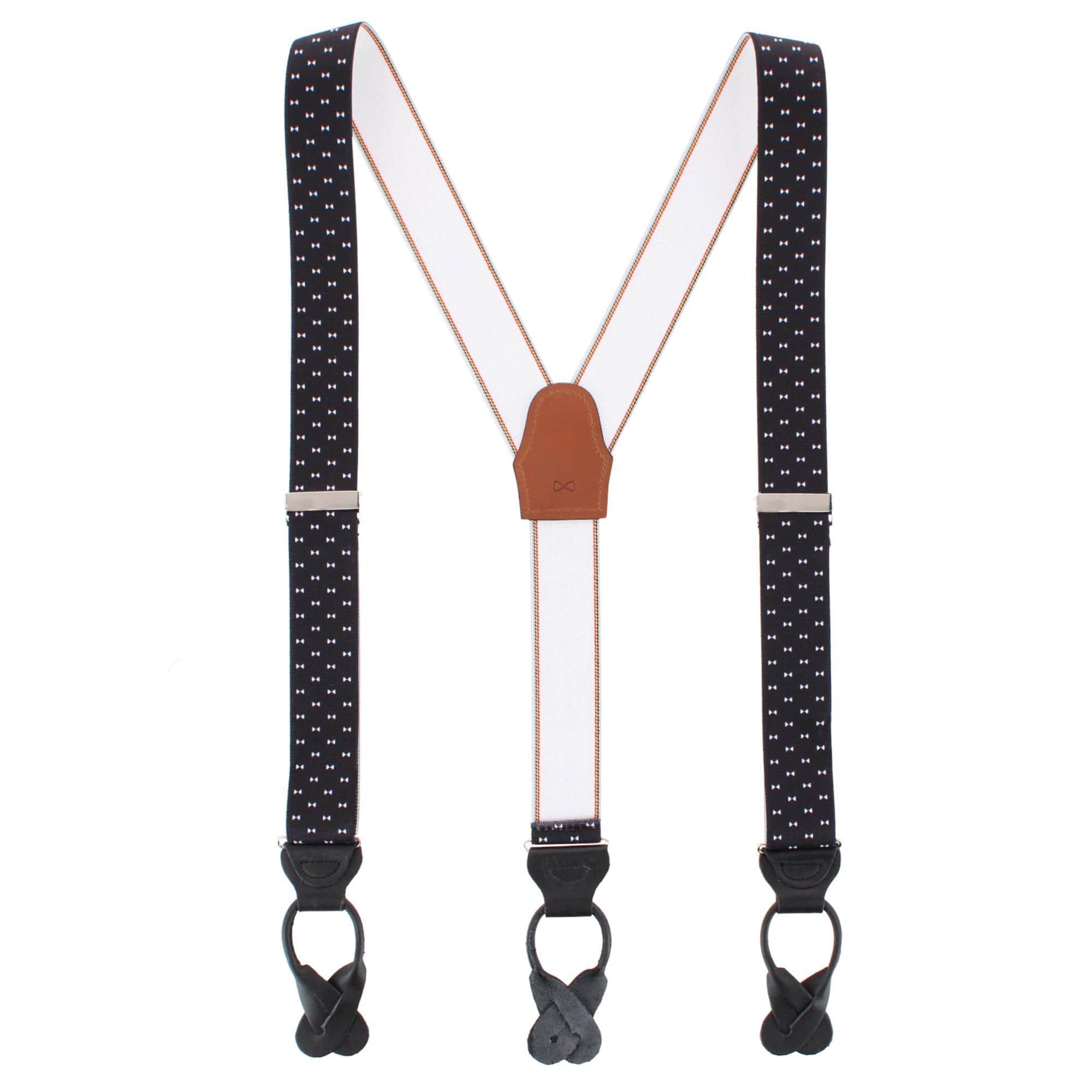 The Micro Bow Classic Elastic Button End Braces - Black