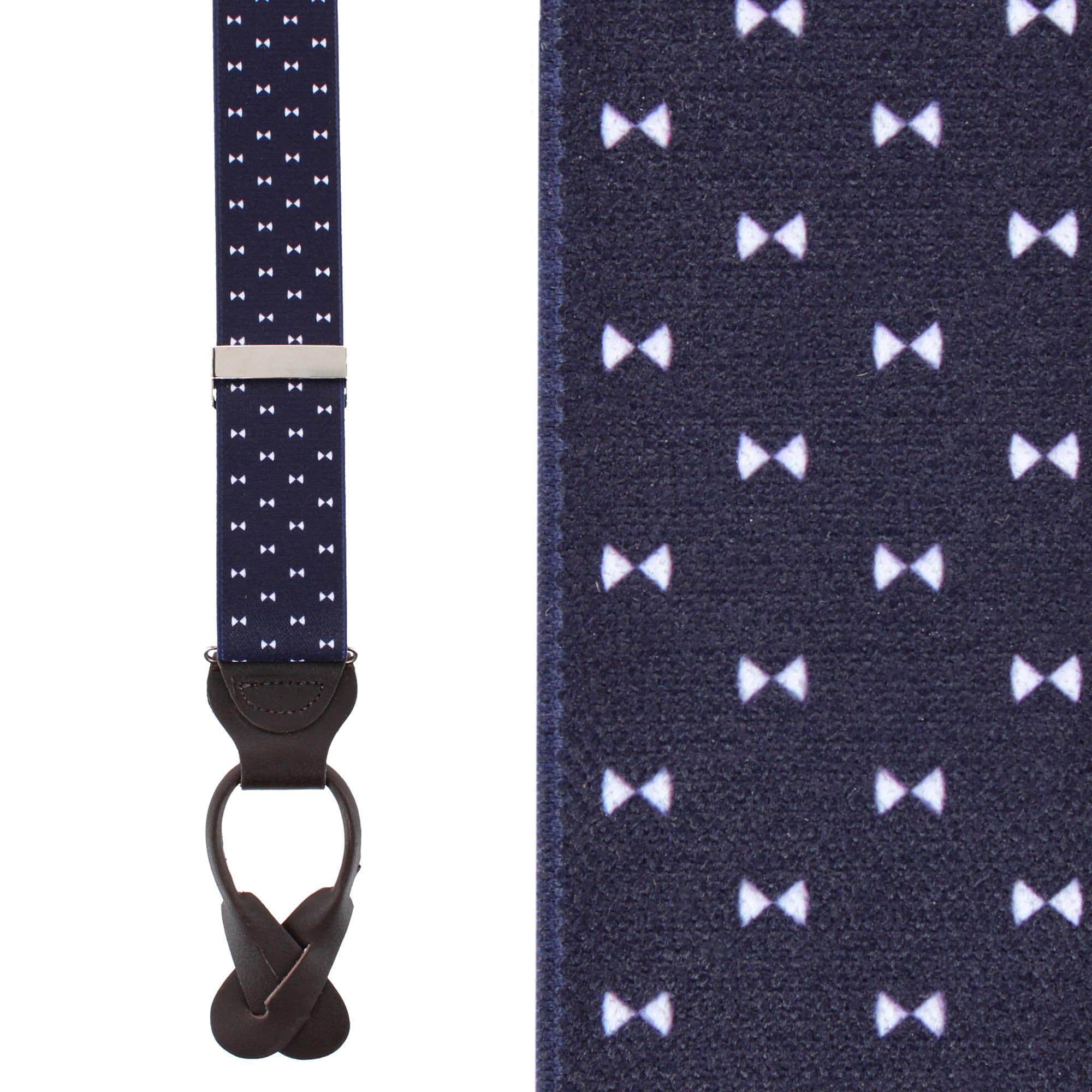The Micro Bow Classic Elastic Button End Braces - Navy Blue