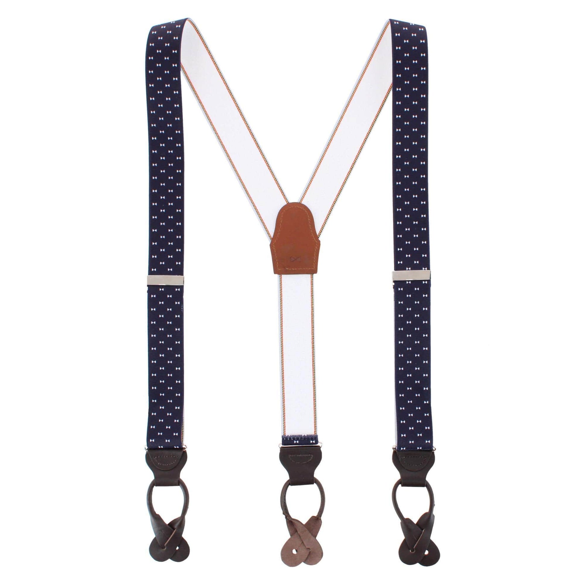 The Micro Bow Classic Elastic Button End Braces - Navy Blue