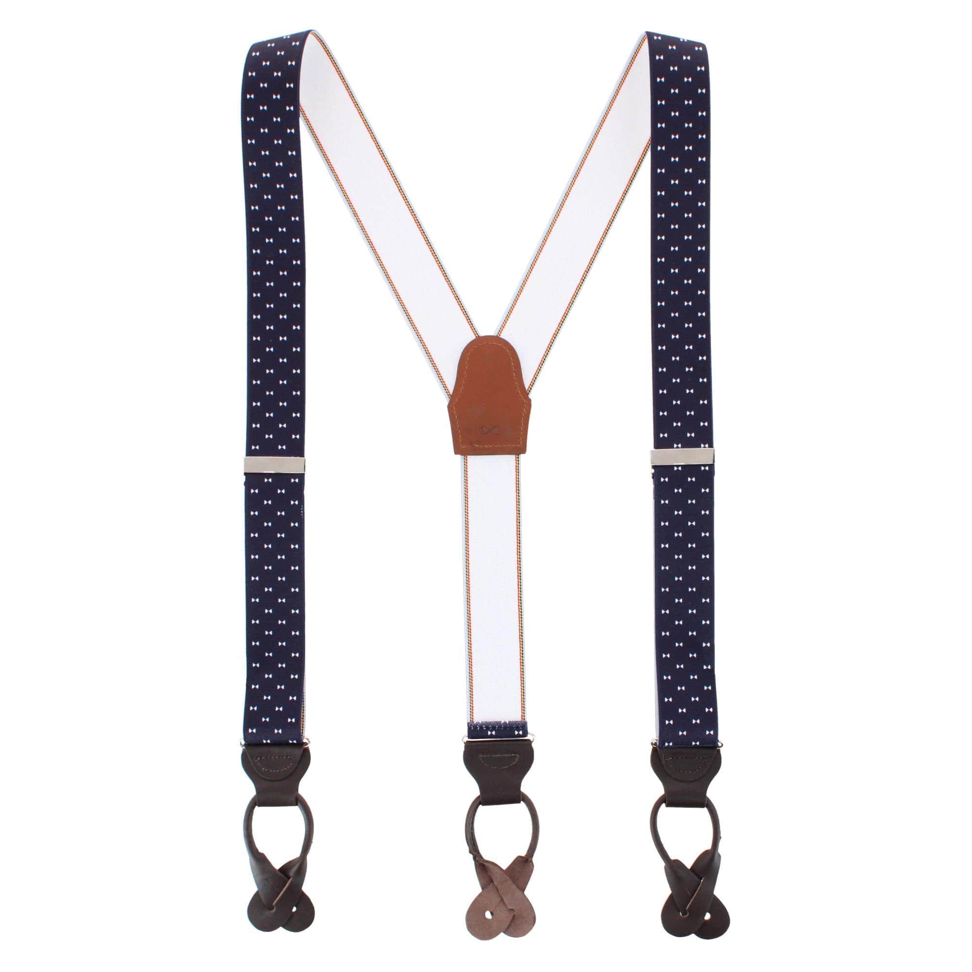 The Micro Bow Classic Elastic Button End Braces - Navy Blue