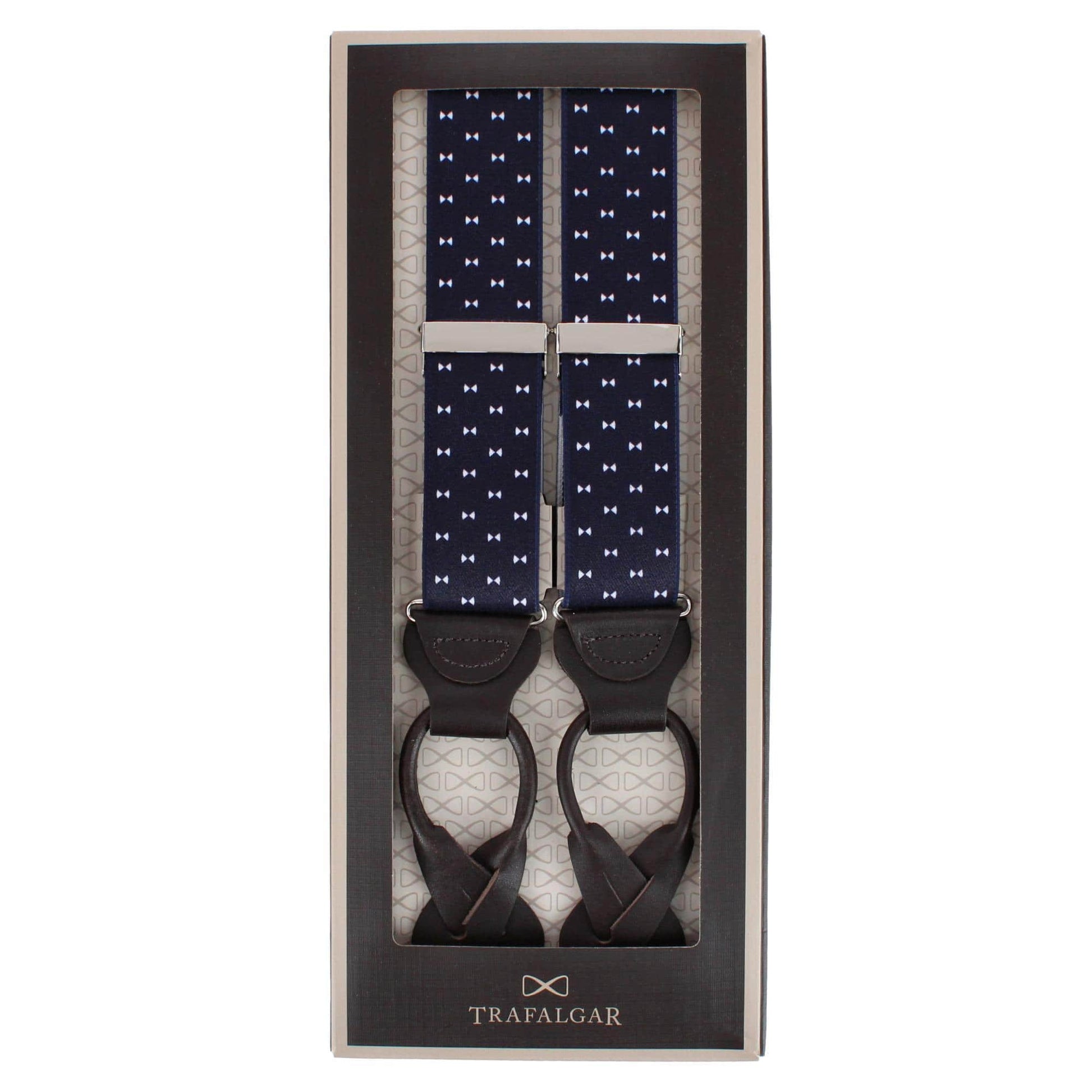 The Micro Bow Classic Elastic Button End Braces - Navy Blue