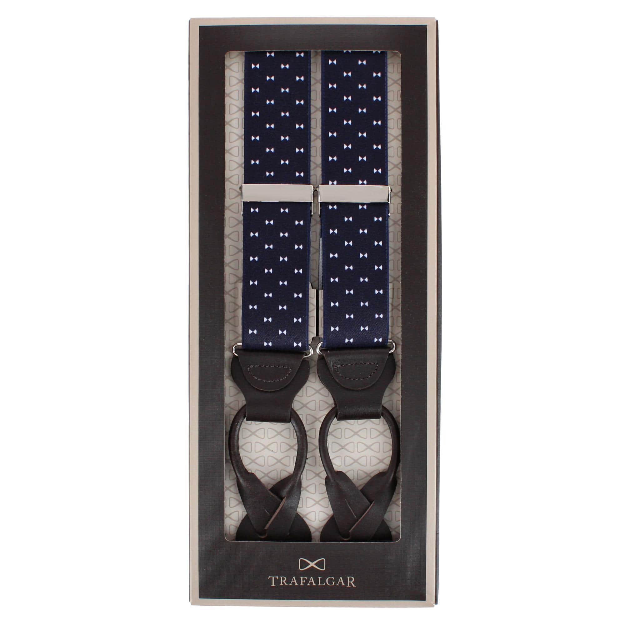 The Micro Bow Classic Elastic Button End Braces - Navy Blue