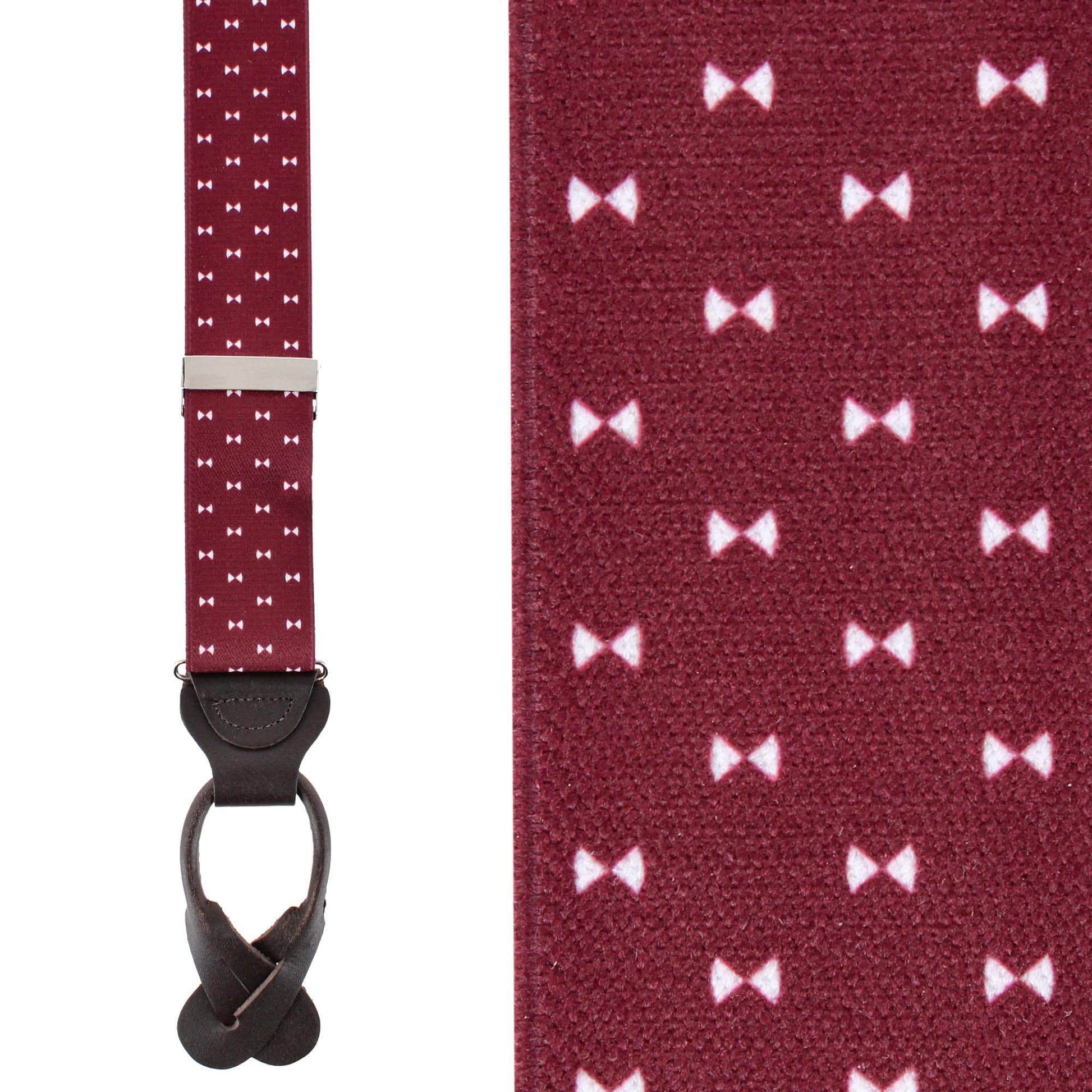The Micro Bow Classic Elastic Button End Braces - Burgundy