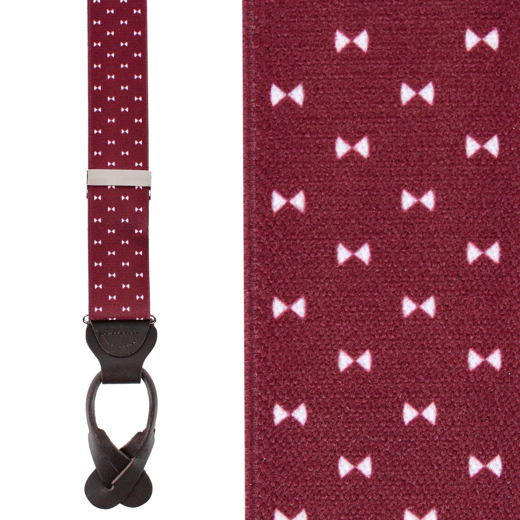 The Micro Bow Classic Elastic Button End Braces - Burgundy