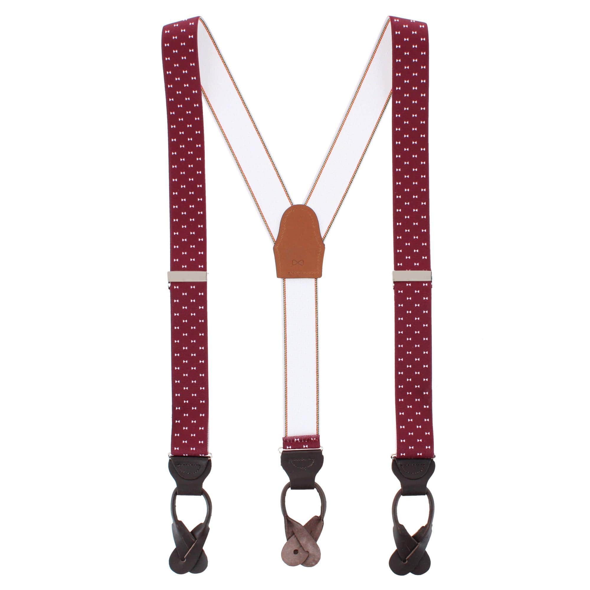 The Micro Bow Classic Elastic Button End Braces - Burgundy