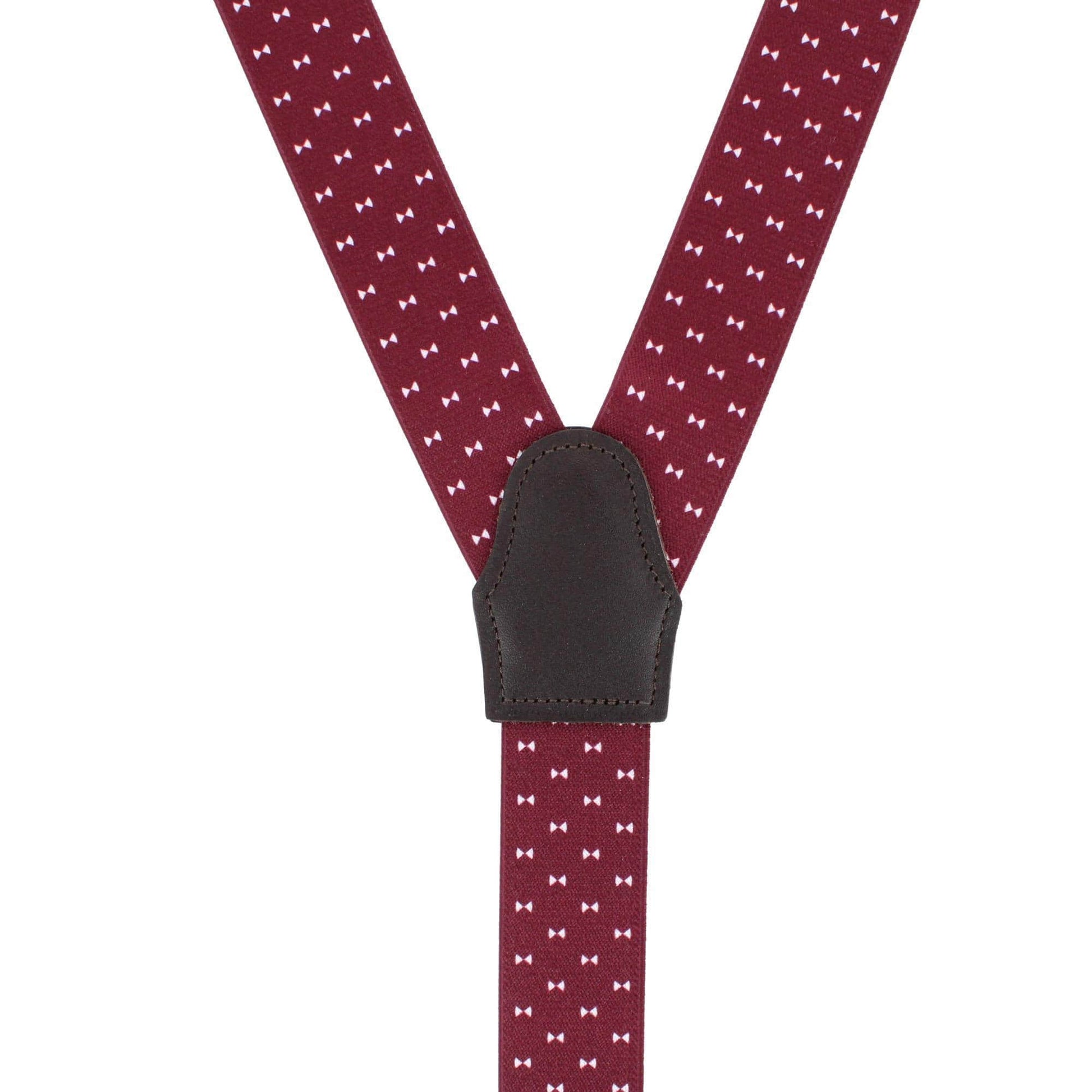 The Micro Bow Classic Elastic Button End Braces - Burgundy