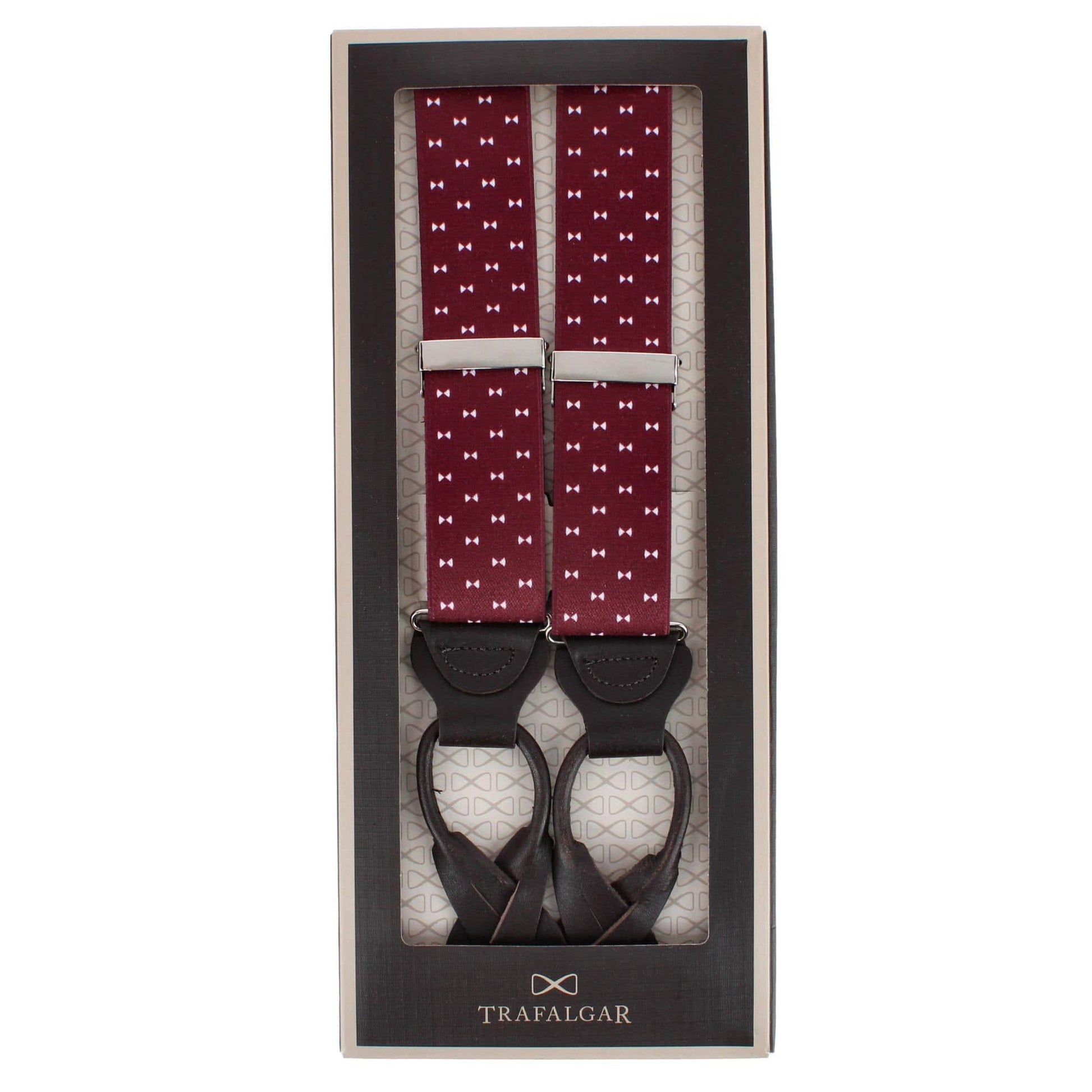 The Micro Bow Classic Elastic Button End Braces - Burgundy