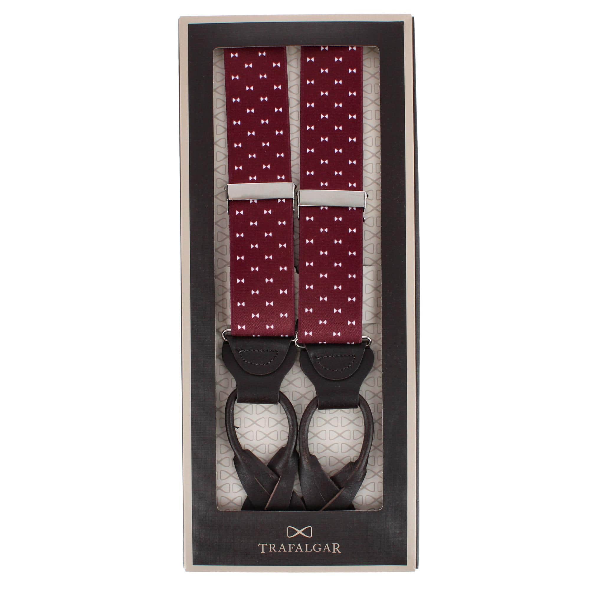 The Micro Bow Classic Elastic Button End Braces - Burgundy