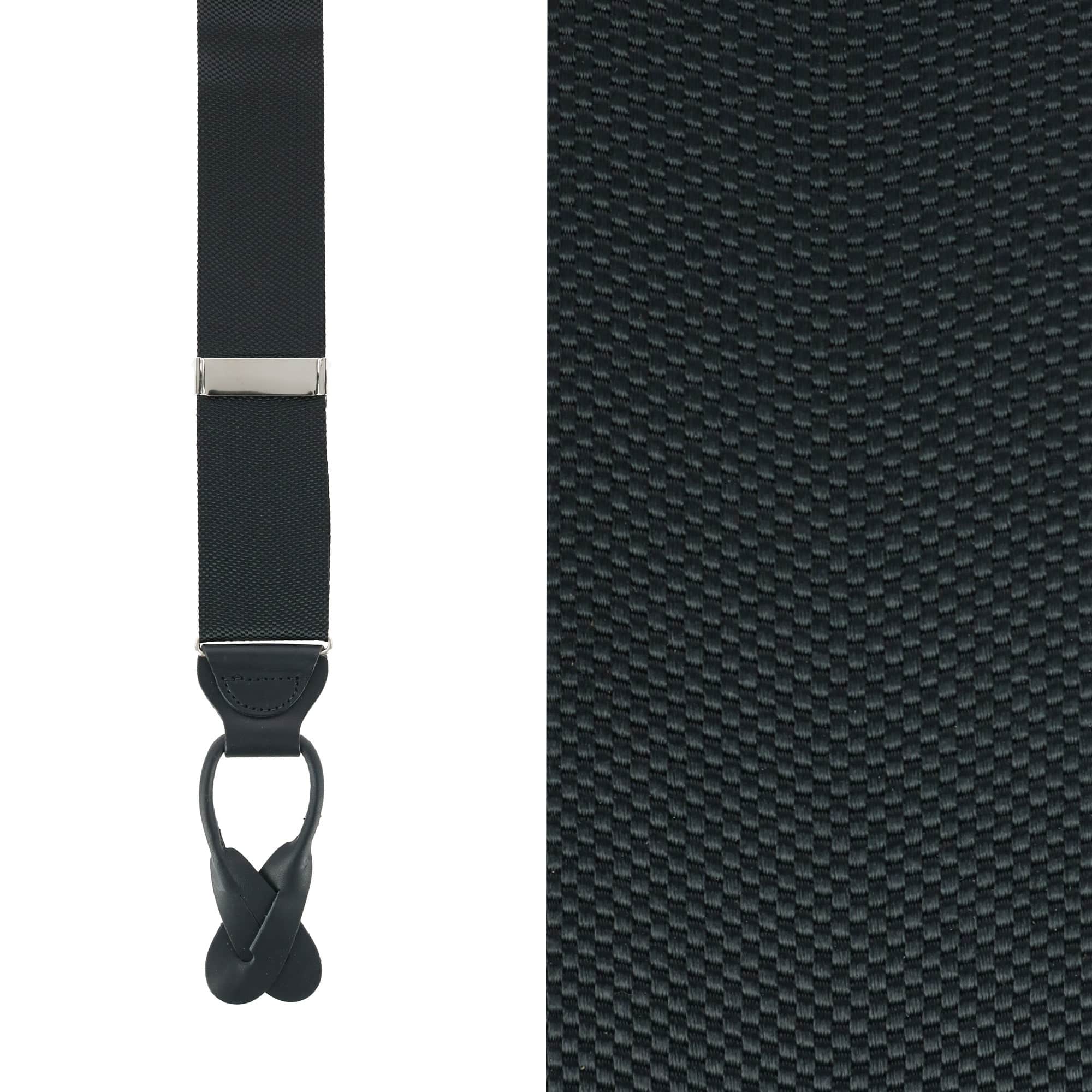Big & Tall Hudson Solid Button End Braces - Black