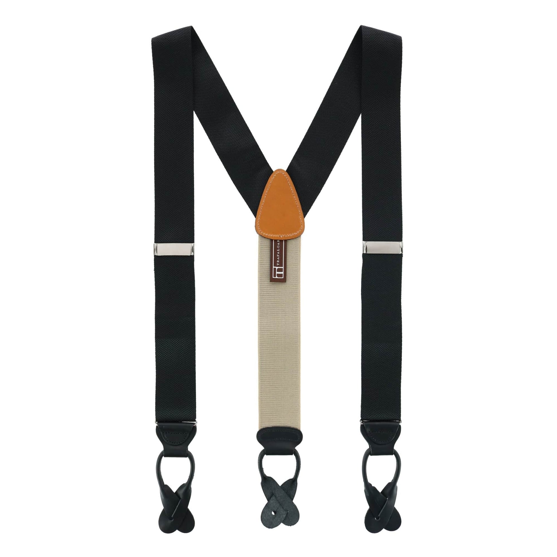 Hudson Nylon Button End Braces - Black