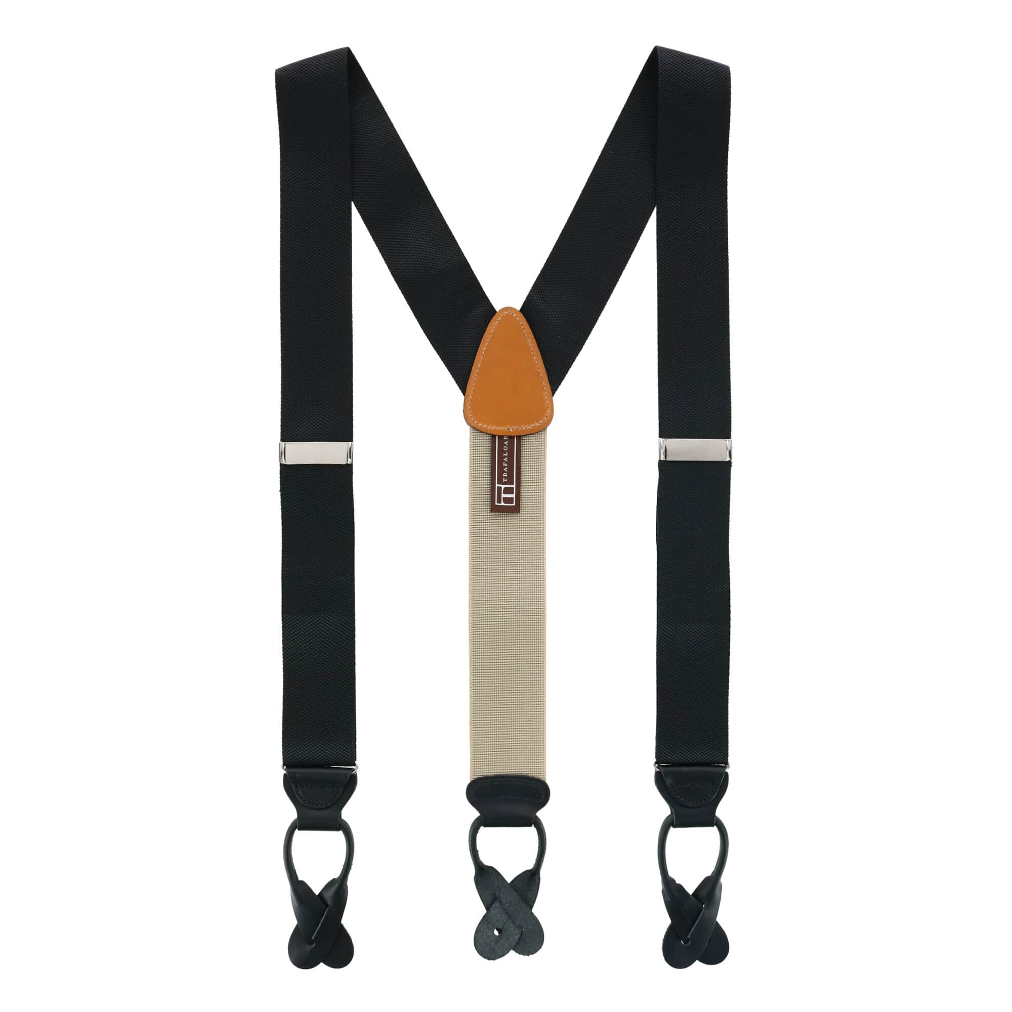 Big & Tall Hudson Solid Button End Braces - Black