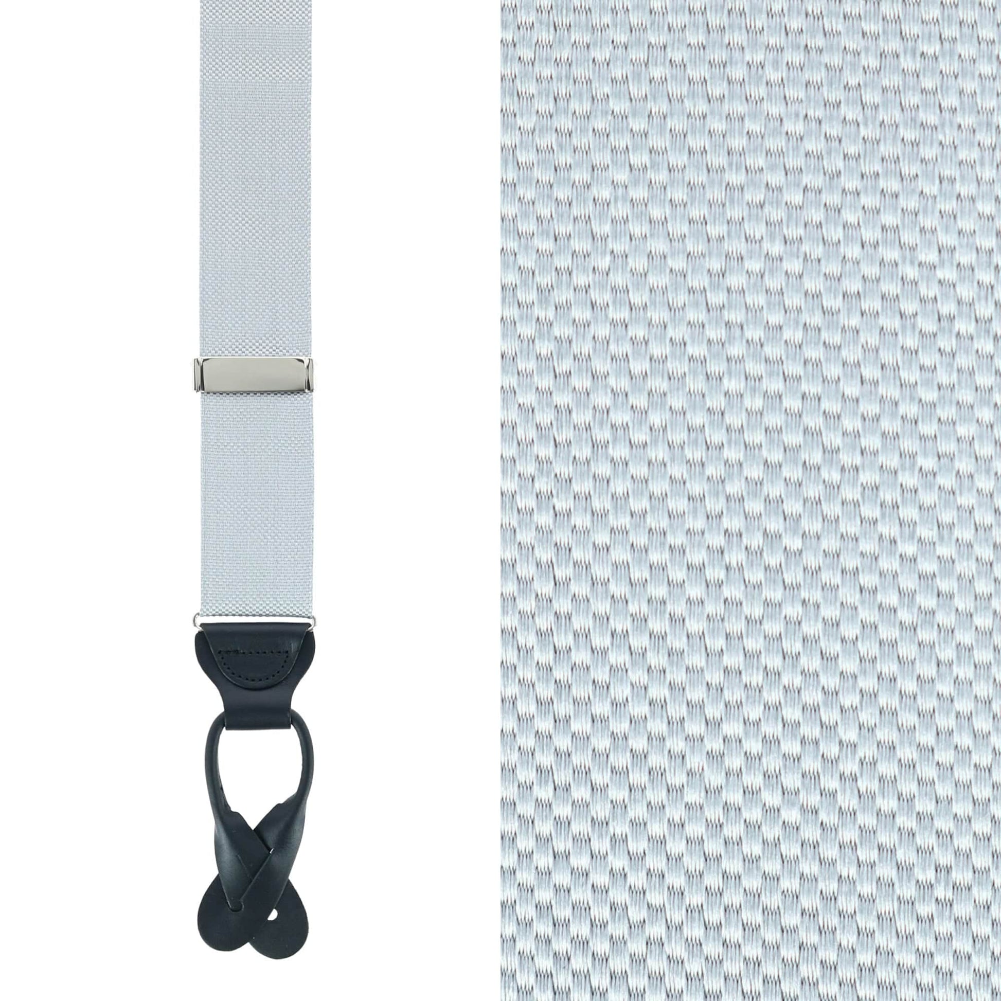 Hudson Nylon Button End Braces - Silver