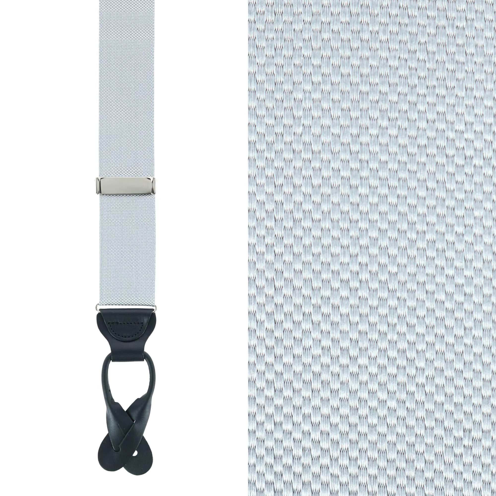 Hudson Nylon Button End Braces - Silver