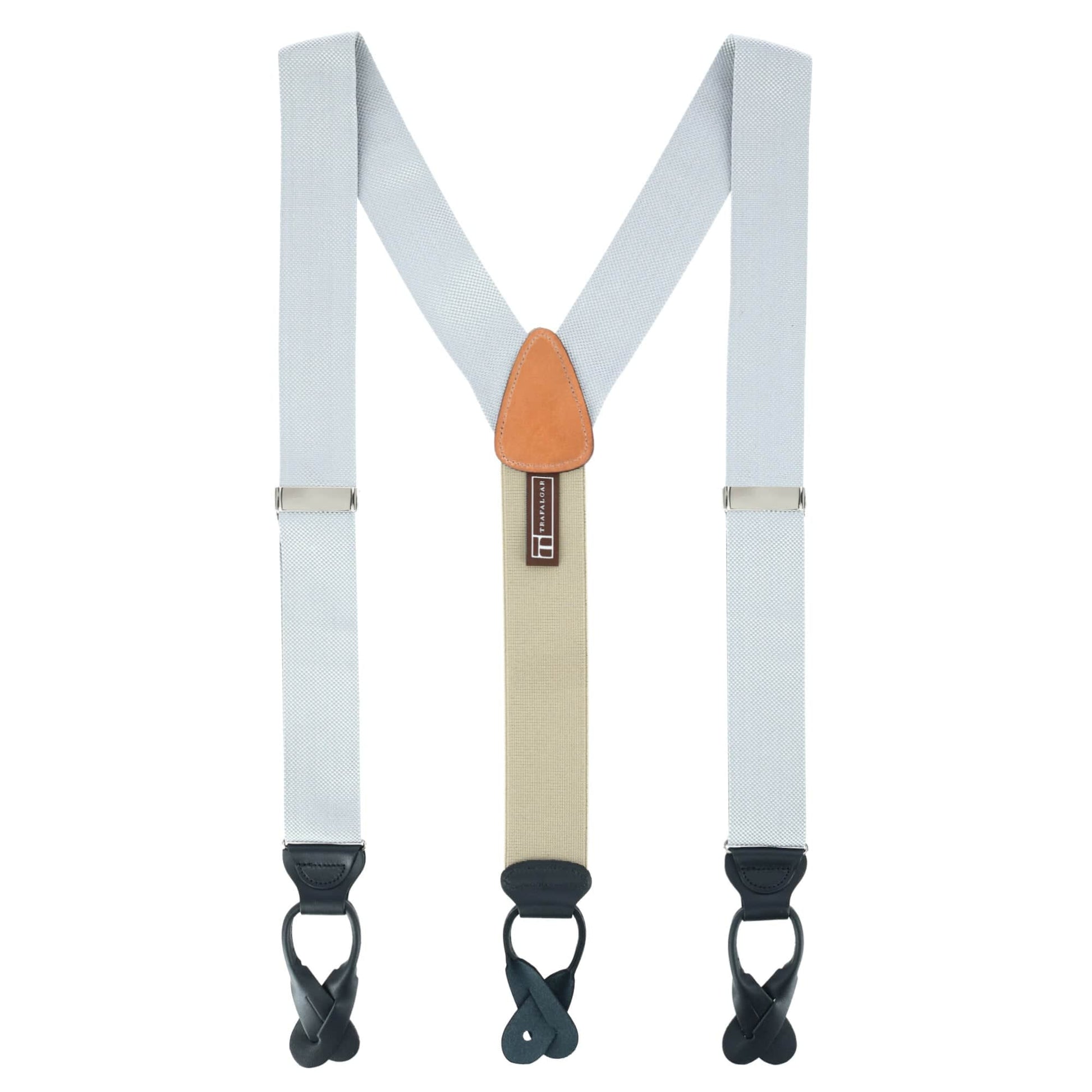 Hudson Nylon Button End Braces - Silver