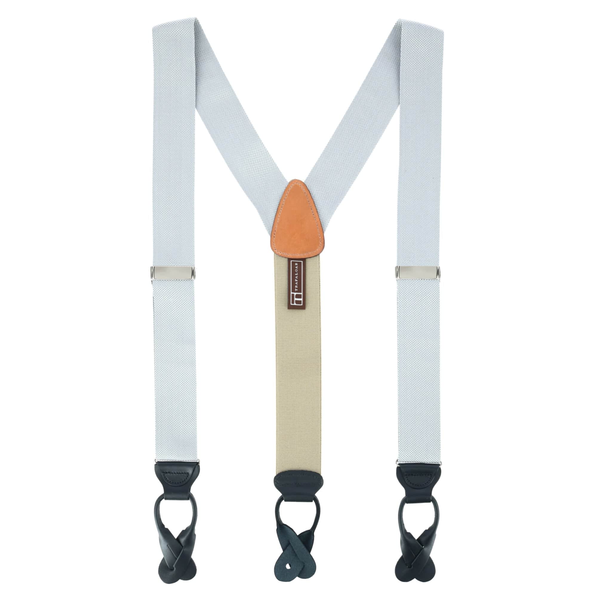 Hudson Nylon Button End Braces - Silver