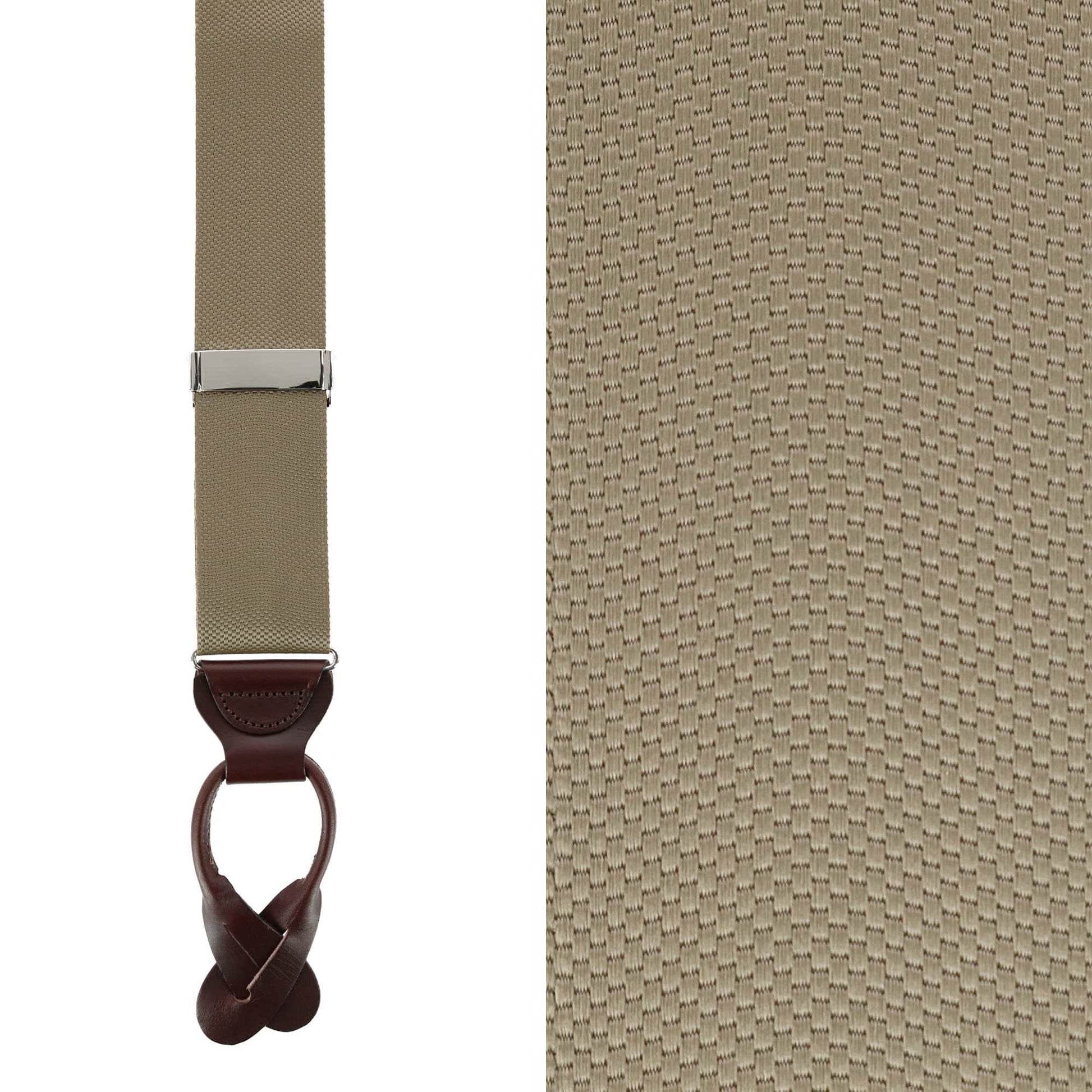 Big & Tall Hudson Solid Button End Braces - Dark Khaki