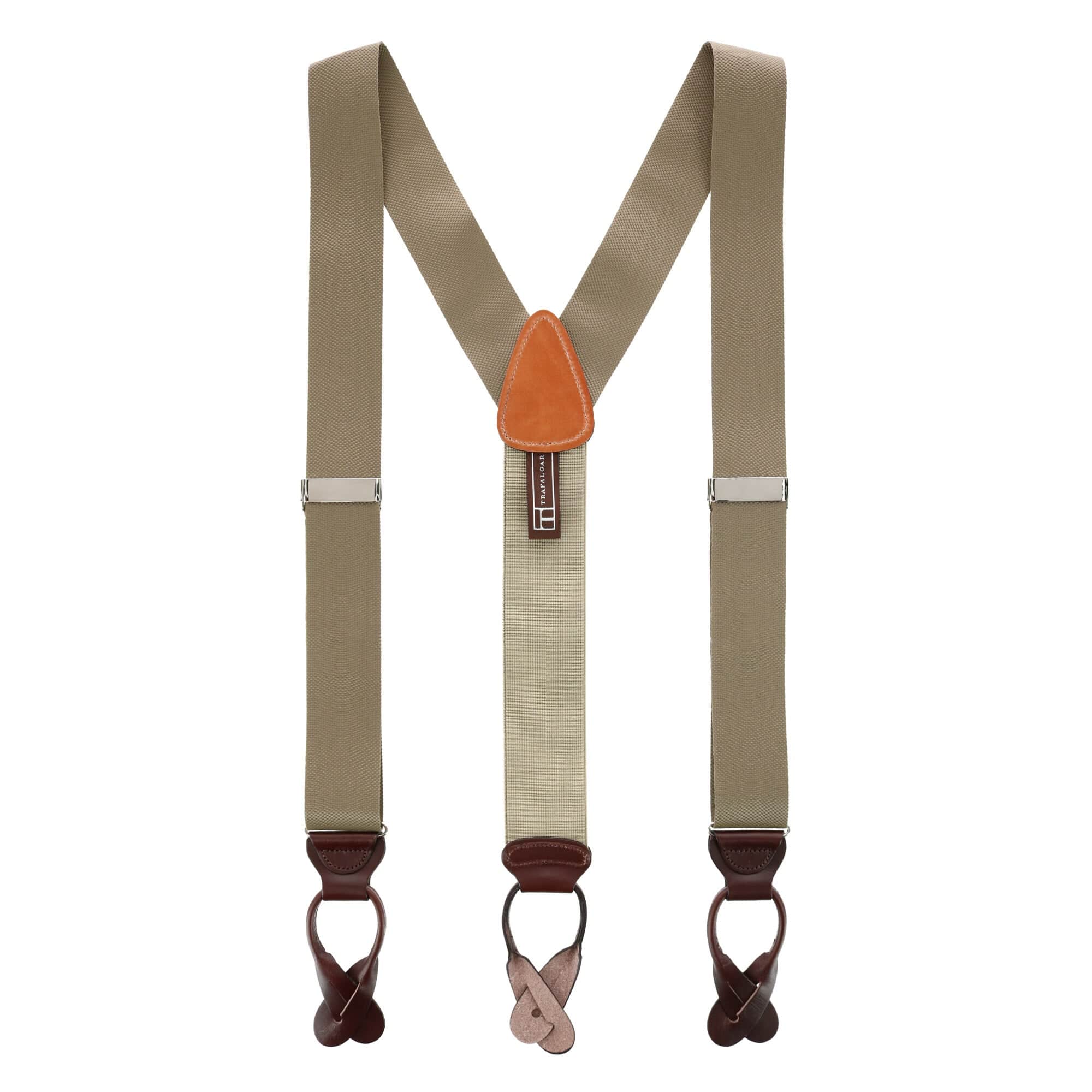 Big & Tall Hudson Solid Button End Braces - Dark Khaki