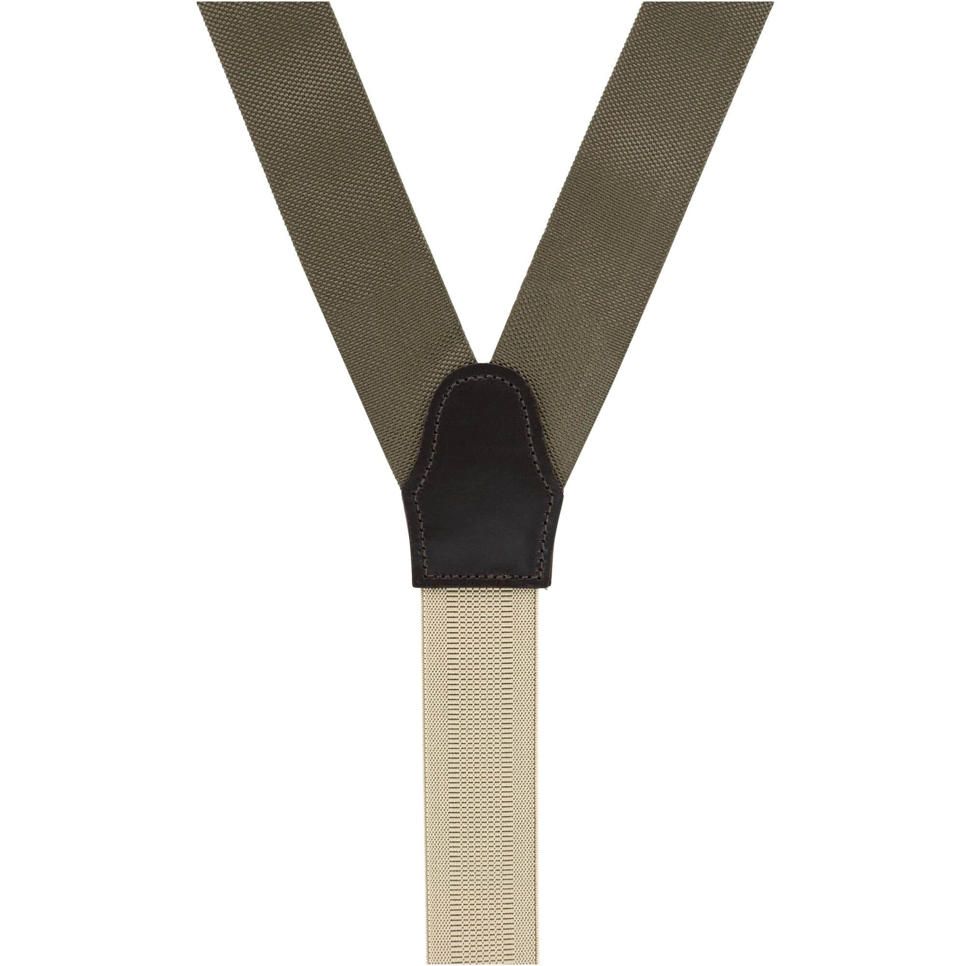 Hudson Nylon Button End Braces - Olive Green