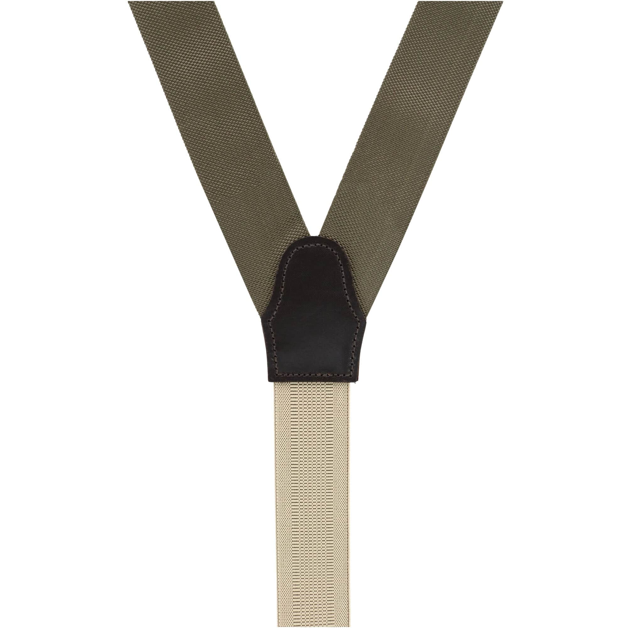 Hudson Nylon Button End Braces - Olive Green