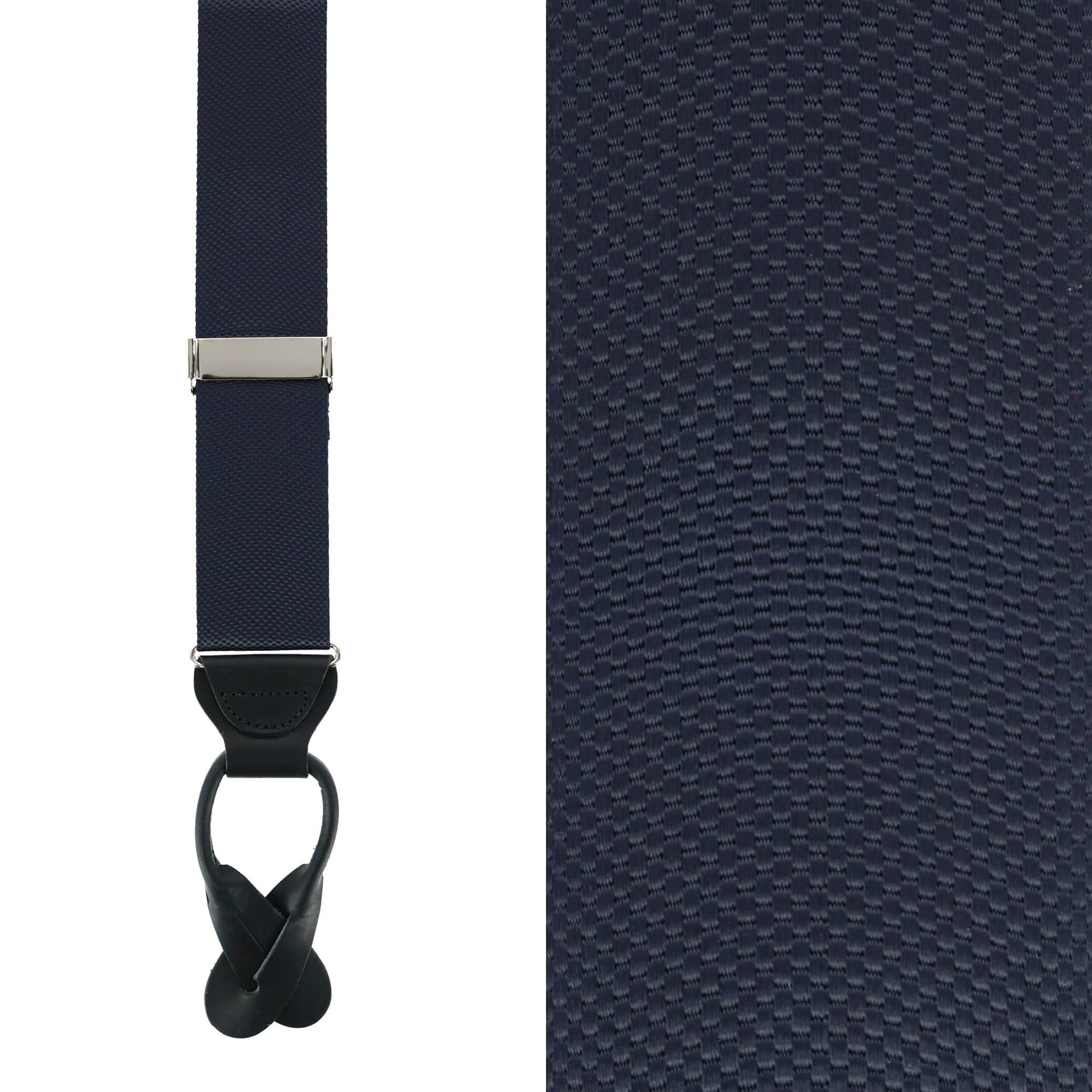 Hudson Nylon Button End Braces - Navy