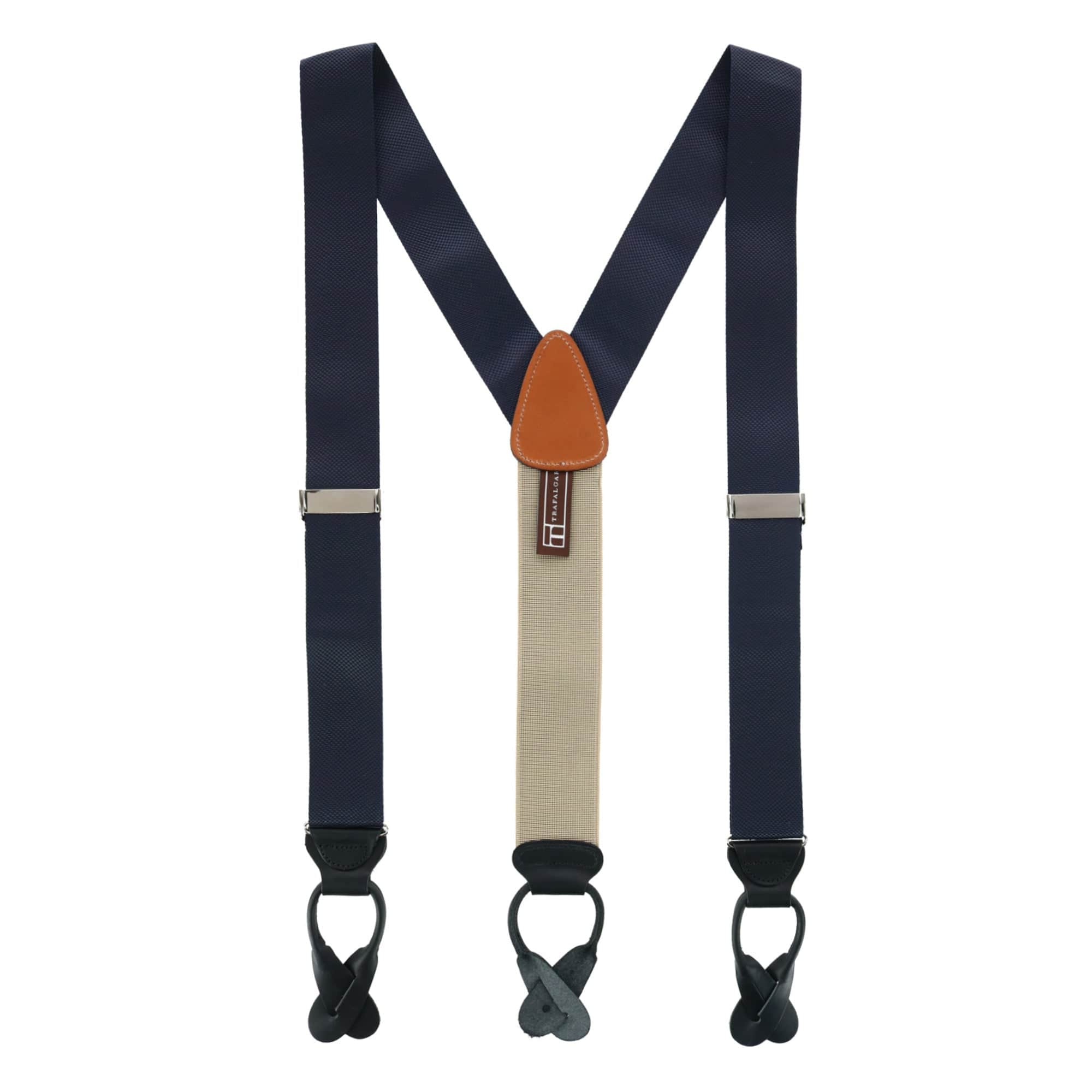 Hudson Nylon Button End Braces - Navy