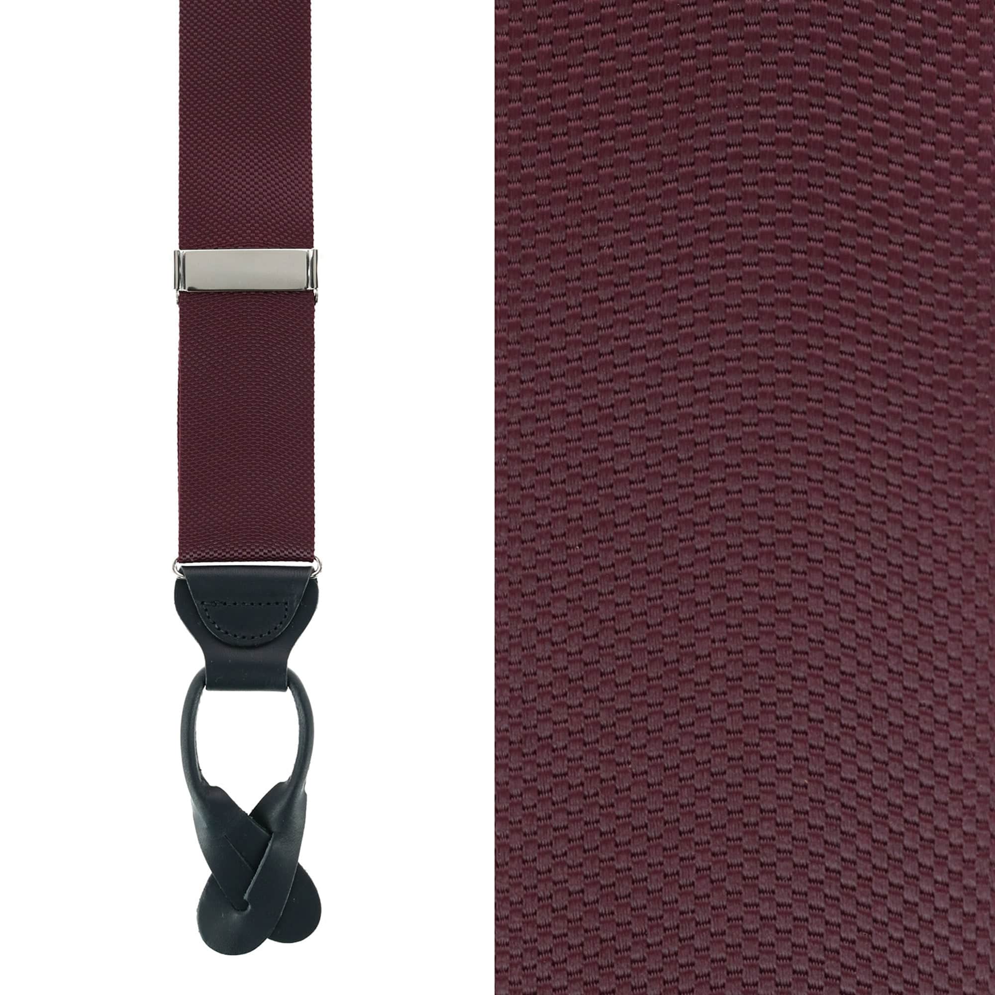 Hudson Nylon Button End Braces - Burgundy
