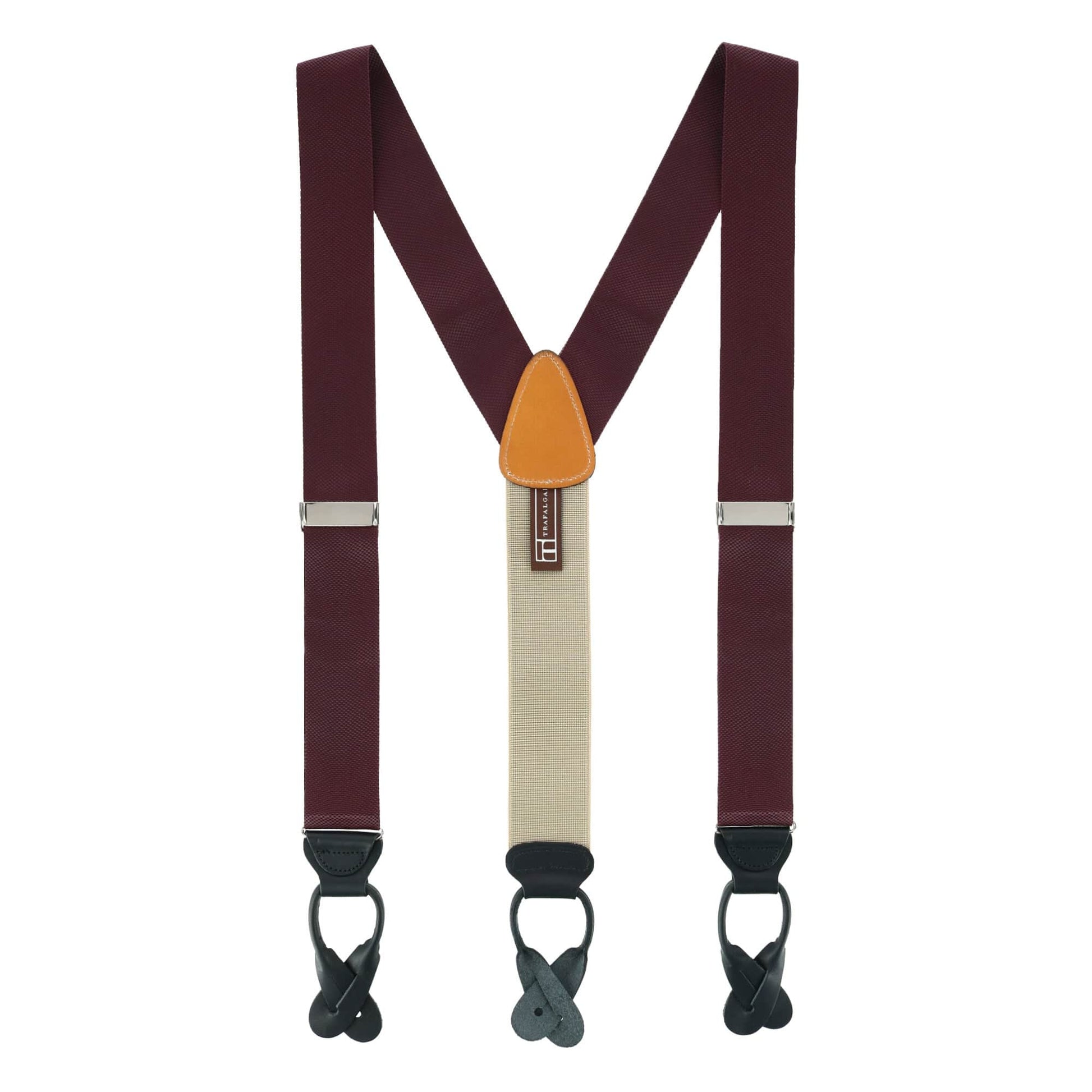 Hudson Nylon Button End Braces - Burgundy