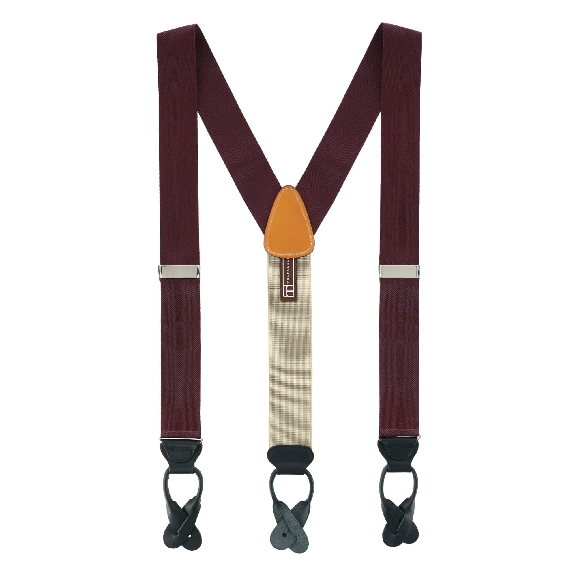 Hudson Nylon Button End Braces - Burgundy