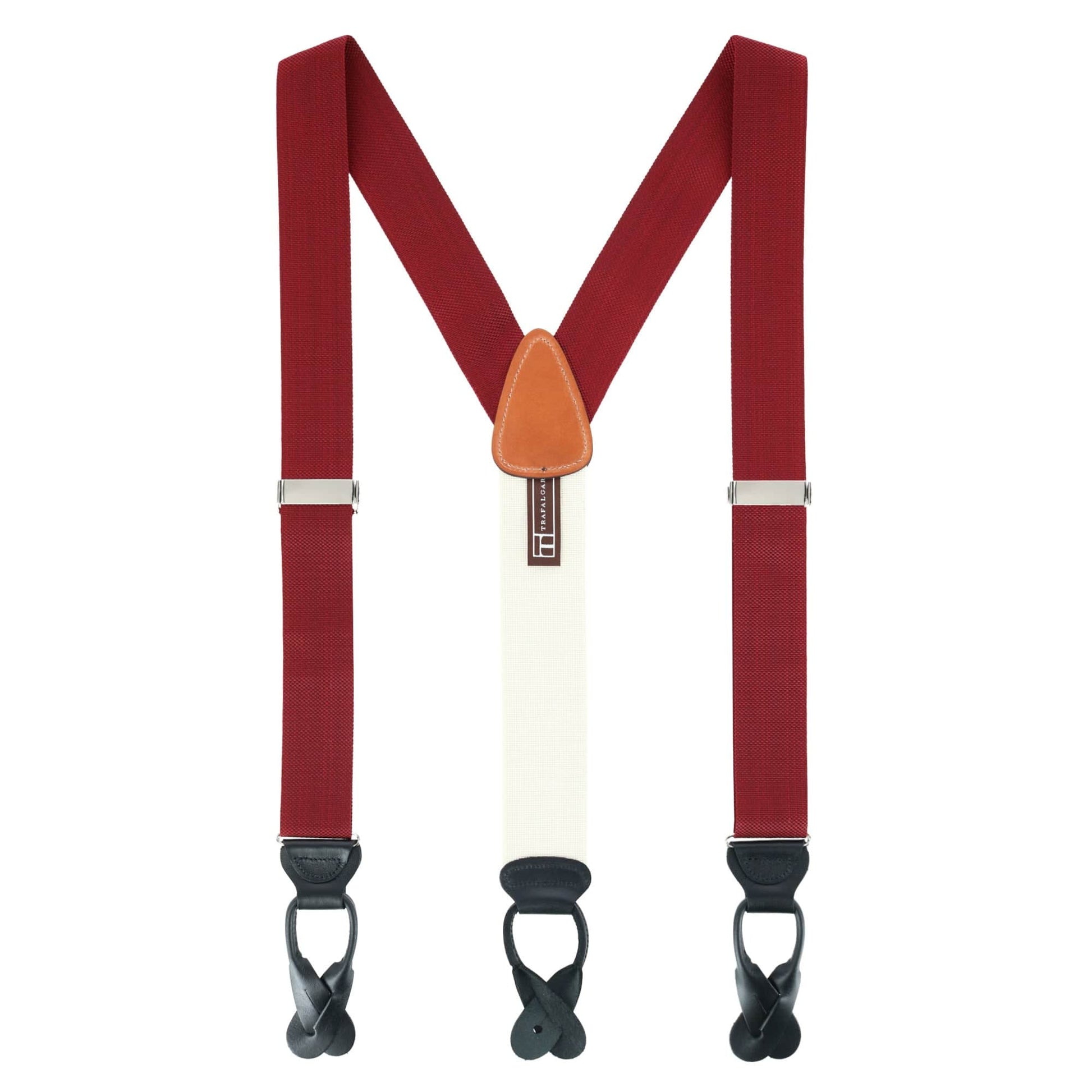 Hudson Nylon Button End Braces - Red