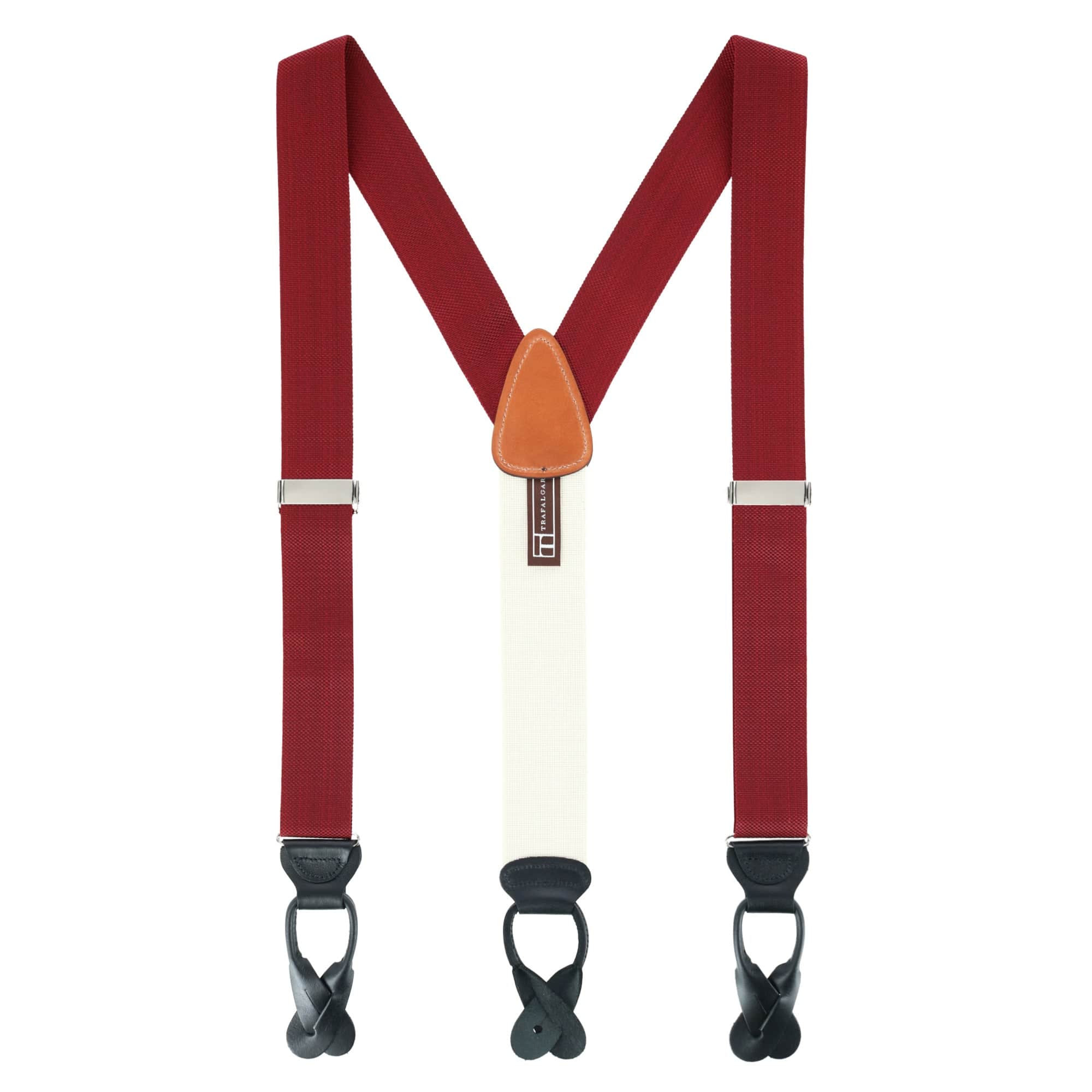 Hudson Nylon Button End Braces - Red