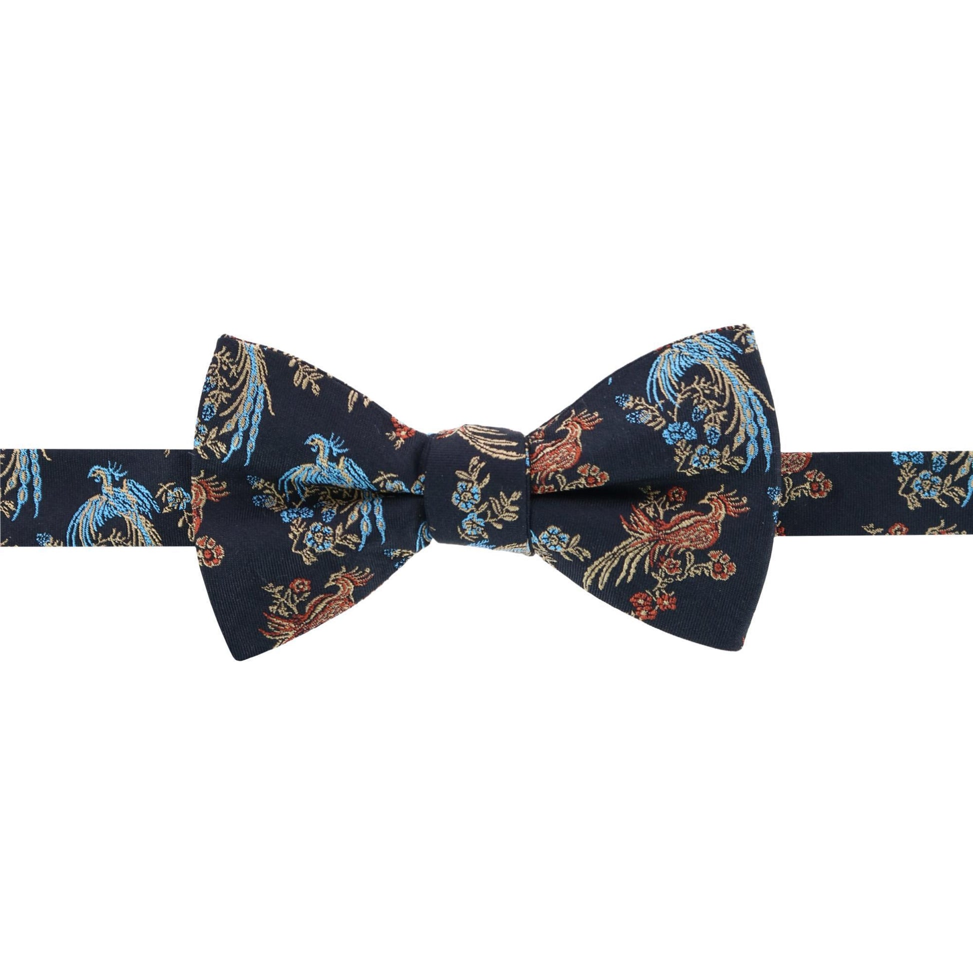 Birds of Prosperity Silk Button End Braces and Bow Tie Set - Black