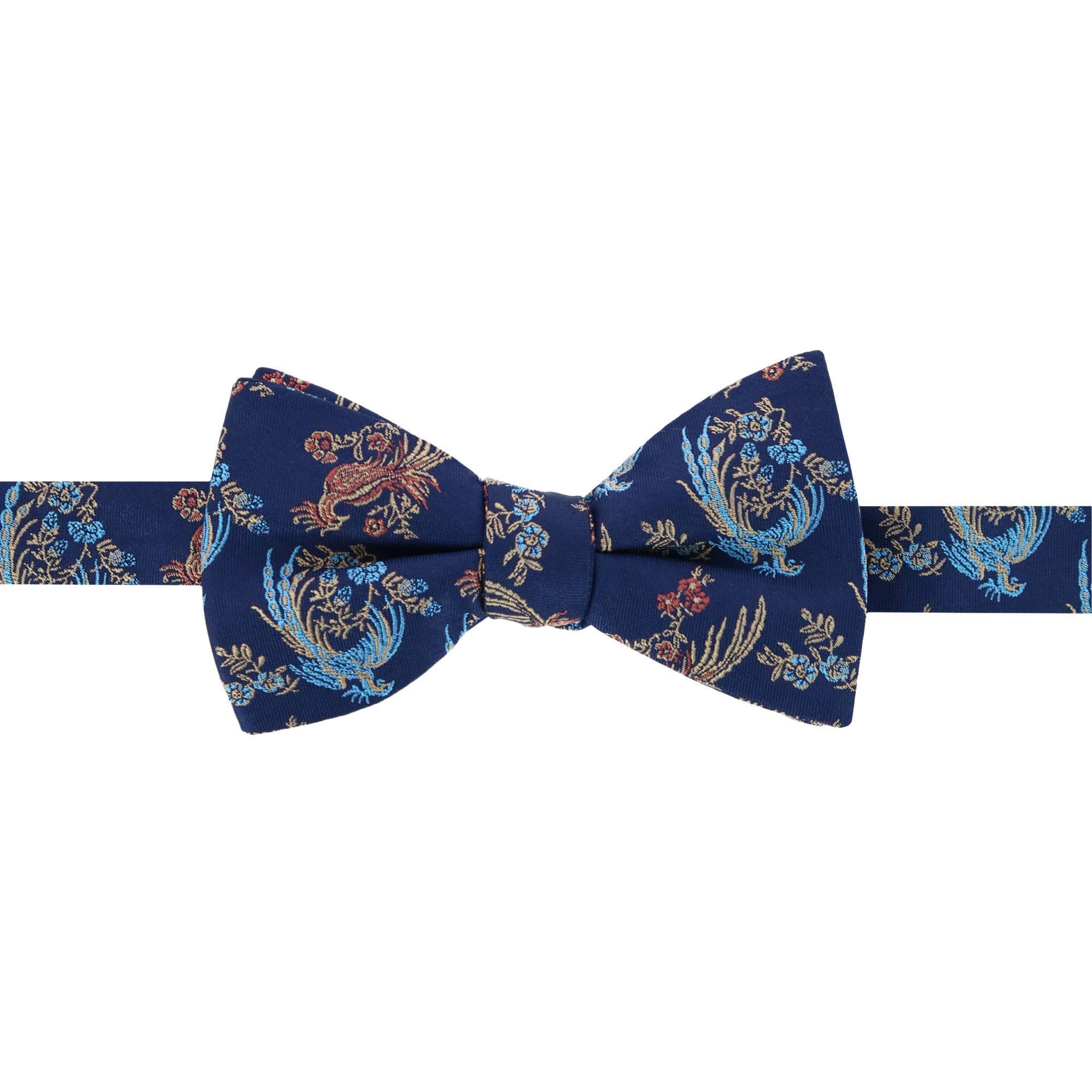 Birds of Prosperity Silk Button End Braces and Bow Tie Set - Navy