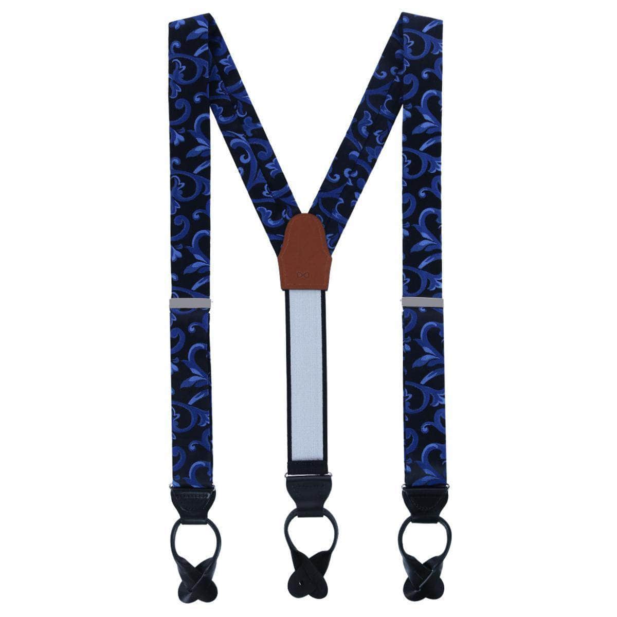 Christian the Romantic Brocade Silk Button End Braces - Royal Blue