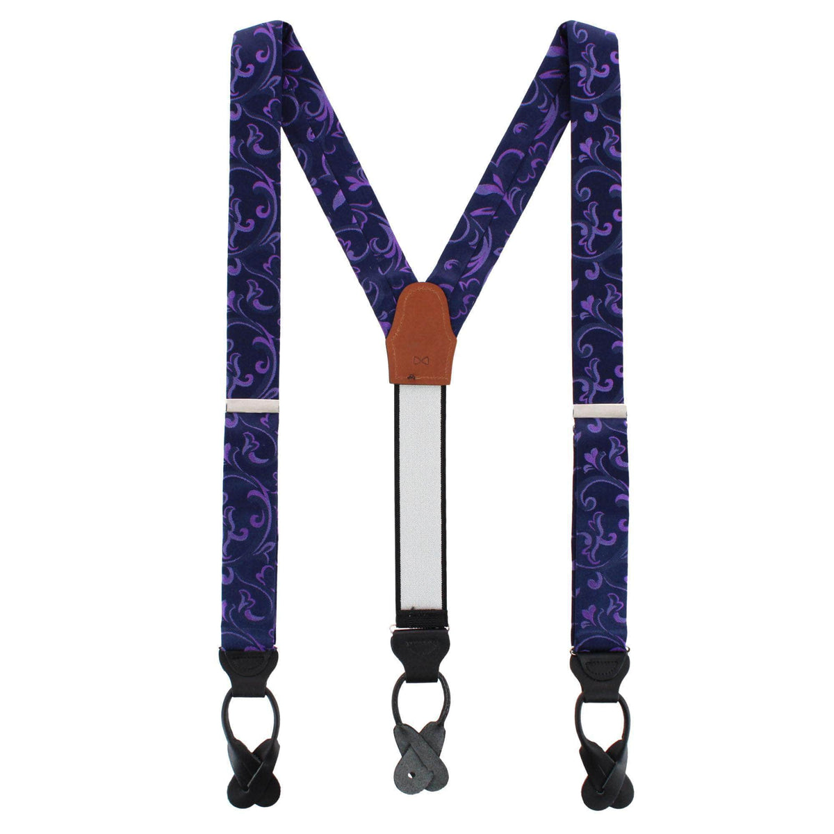 Christian the Romantic Brocade Silk Button End Braces - Purple