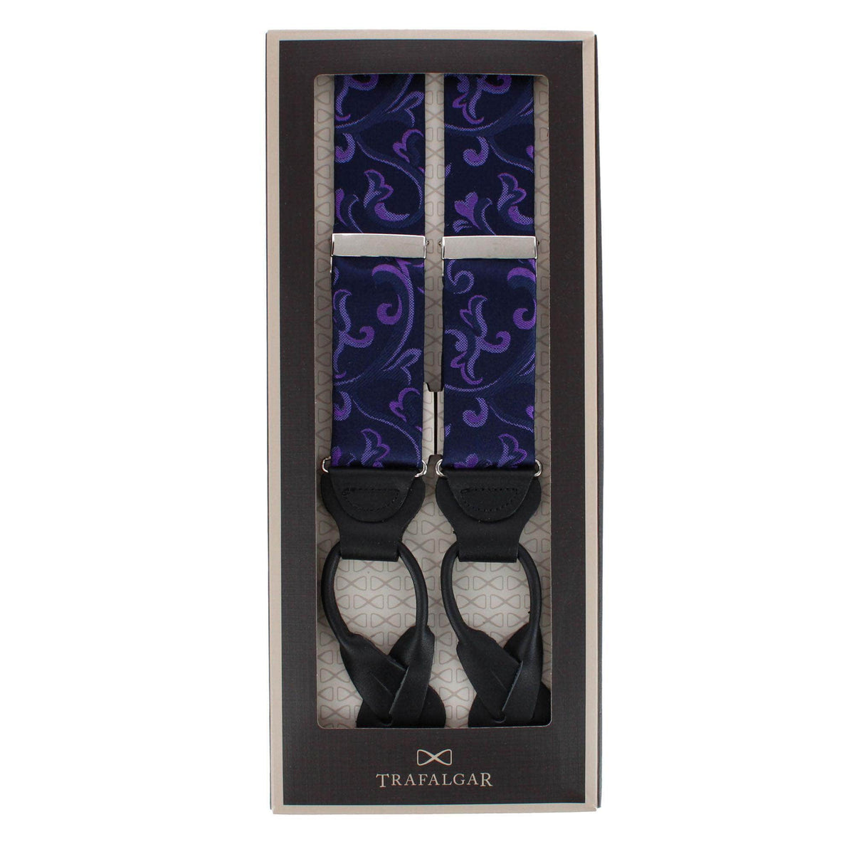 Christian the Romantic Brocade Silk Button End Braces - Purple
