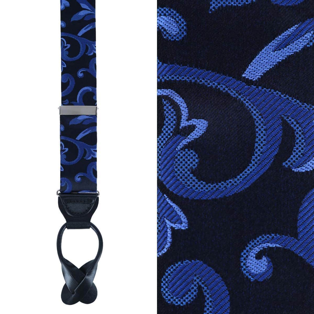 Christian the Romantic Brocade Silk Braces and Bow Tie Set - Royal Blue