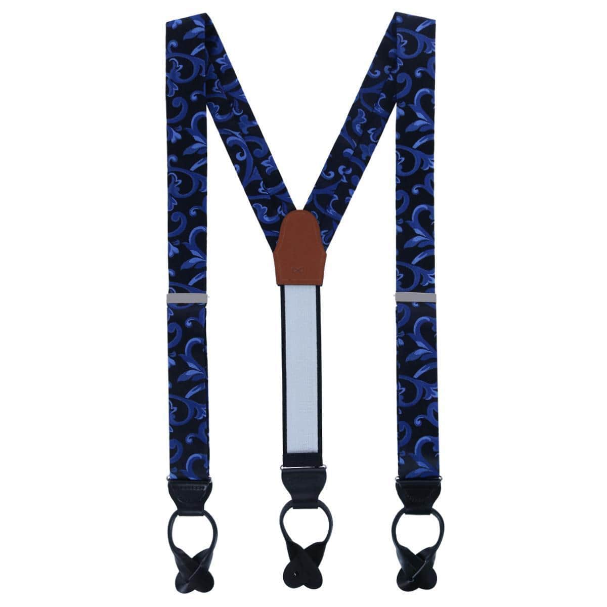 Christian the Romantic Brocade Silk Braces and Bow Tie Set - Royal Blue